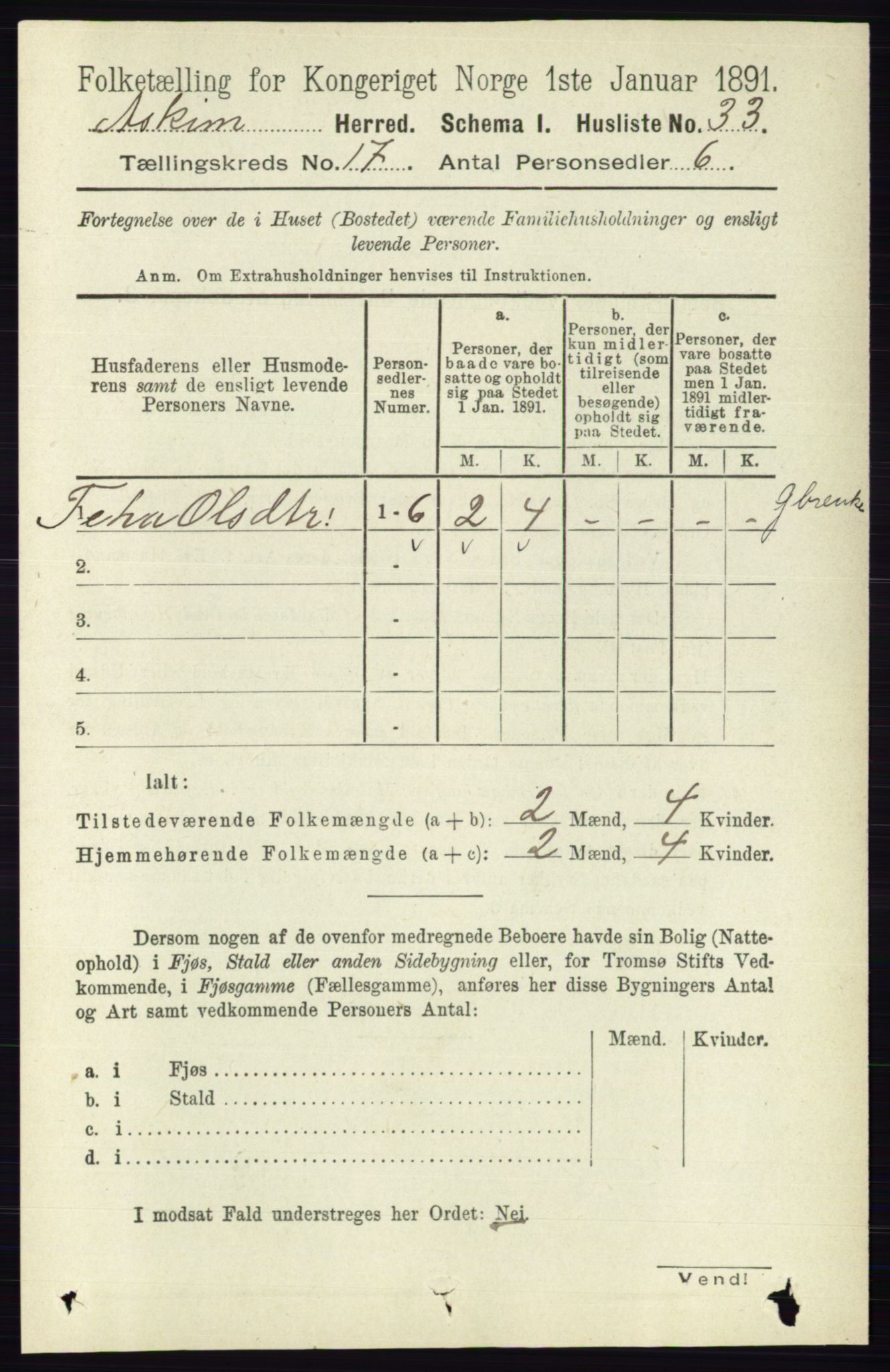 RA, 1891 census for 0124 Askim, 1891, p. 2853