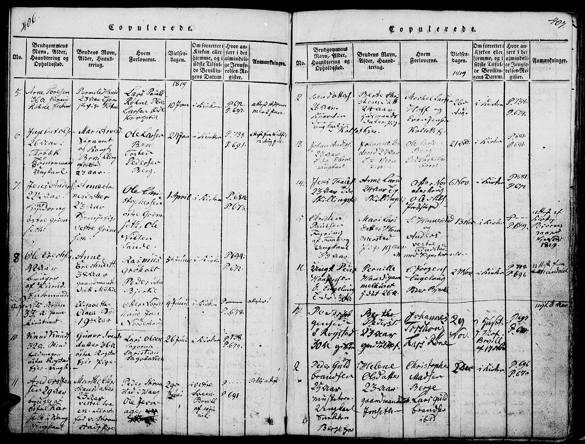 Løten prestekontor, AV/SAH-PREST-022/L/La/L0001: Parish register (copy) no. 1, 1812-1832, p. 406-407