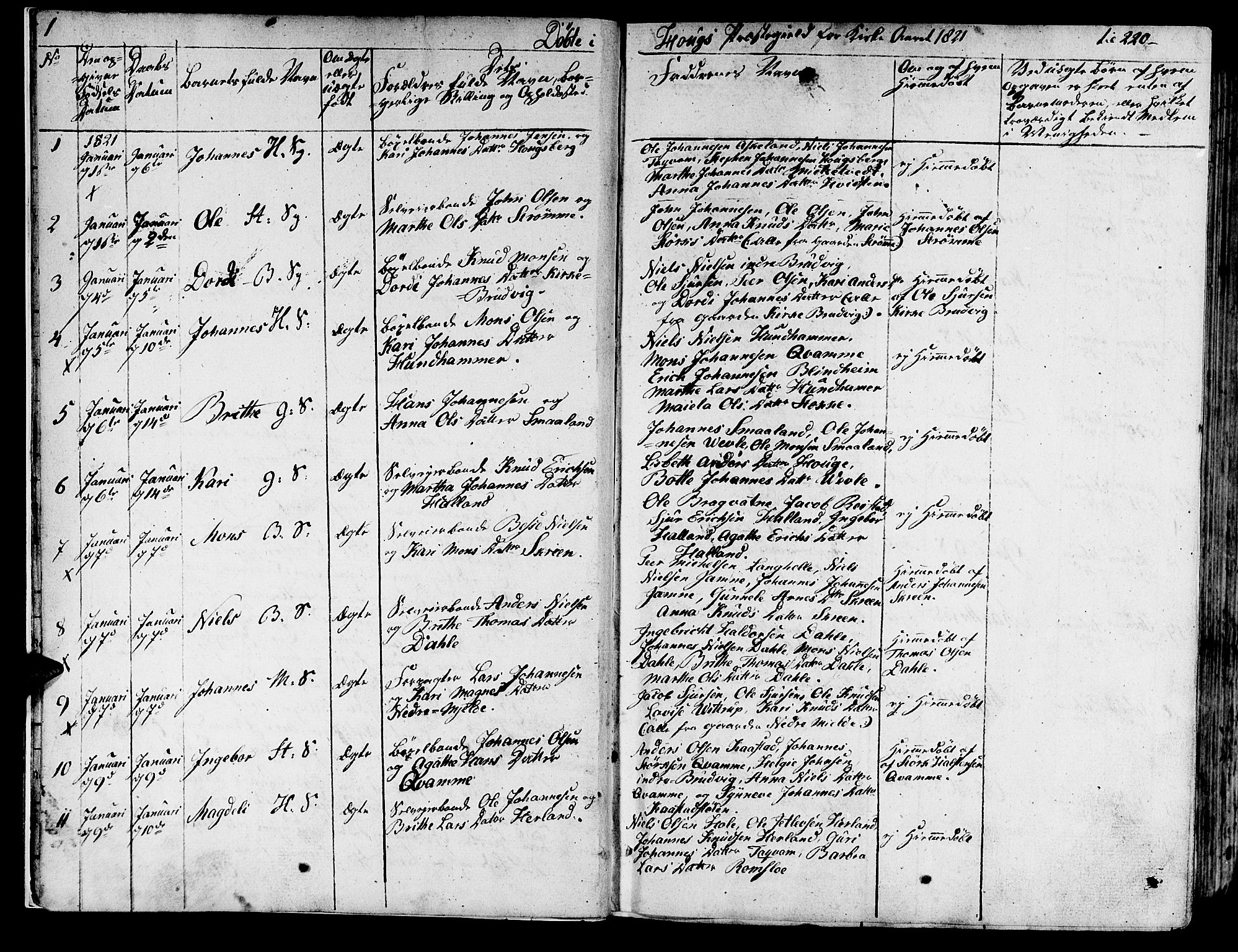 Haus sokneprestembete, SAB/A-75601/H/Haa: Parish register (official) no. A 13, 1821-1827, p. 1