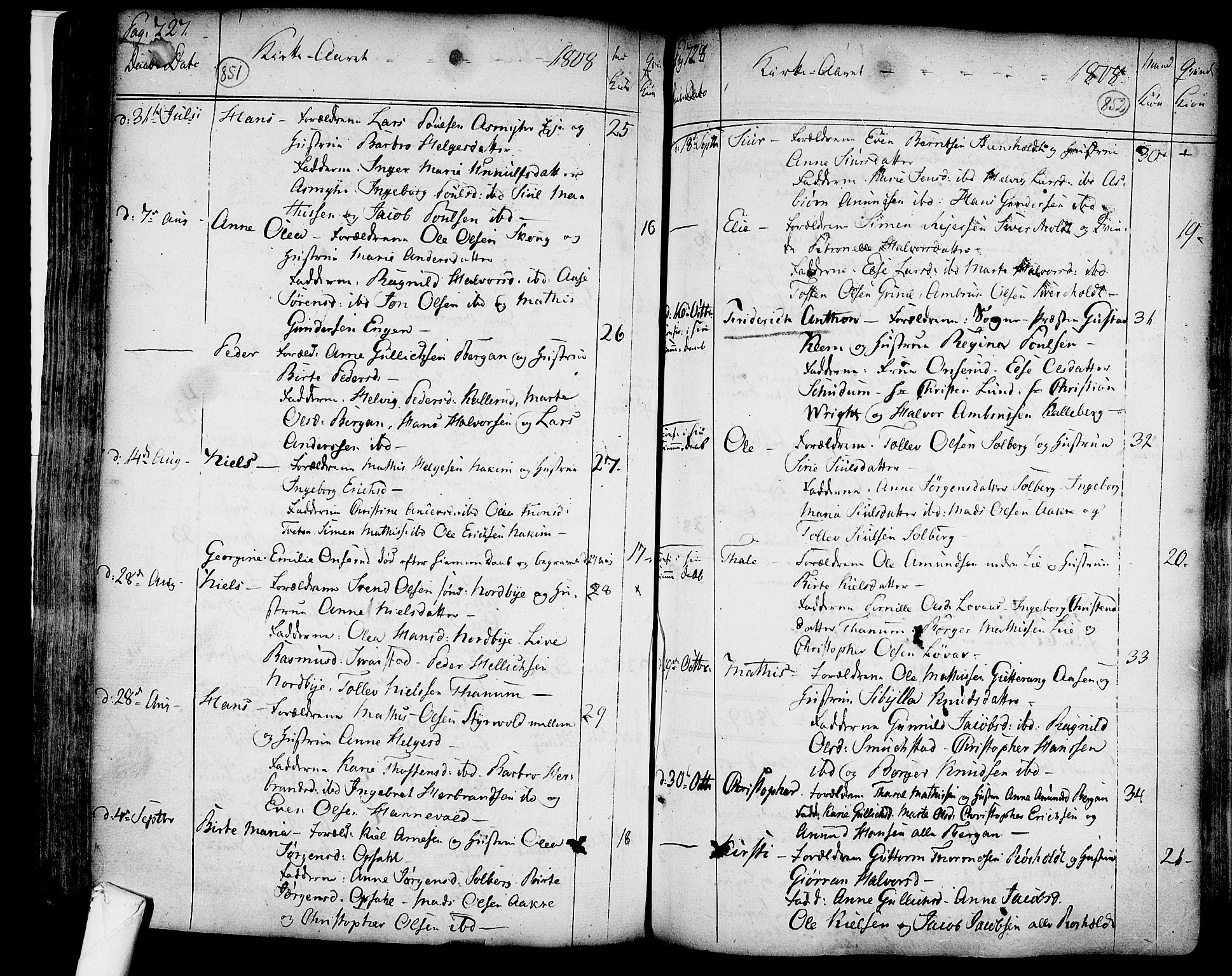 Lardal kirkebøker, SAKO/A-350/F/Fa/L0003: Parish register (official) no. I 3, 1733-1815, p. 851-852