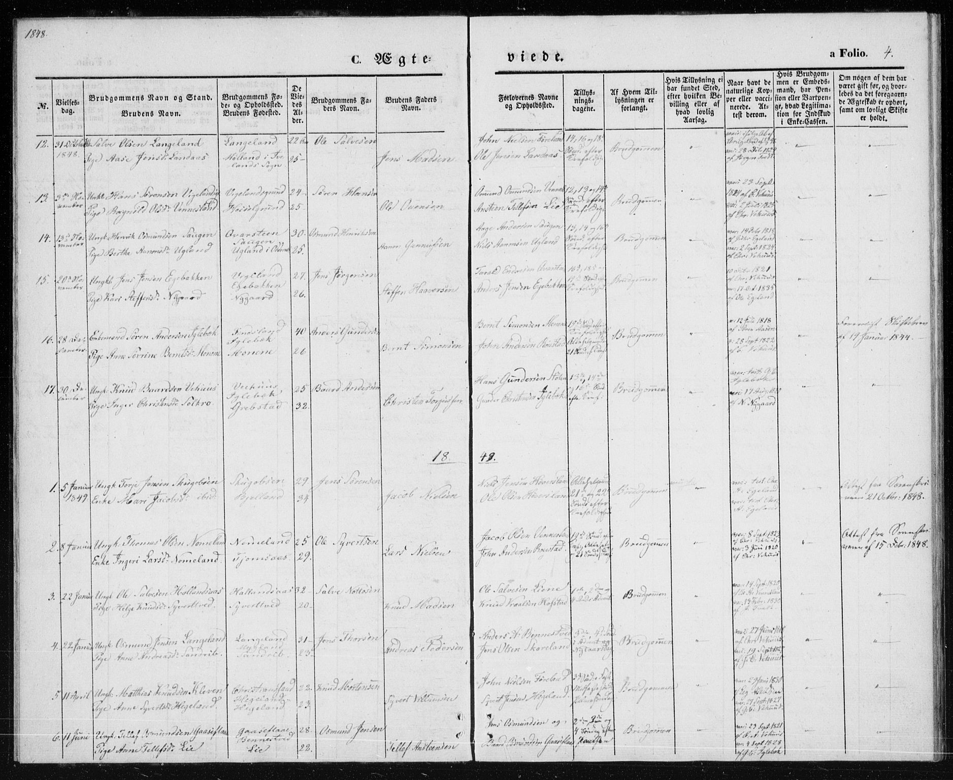 Vennesla sokneprestkontor, AV/SAK-1111-0045/Fa/Fac/L0006: Parish register (official) no. A 6, 1846-1855, p. 4