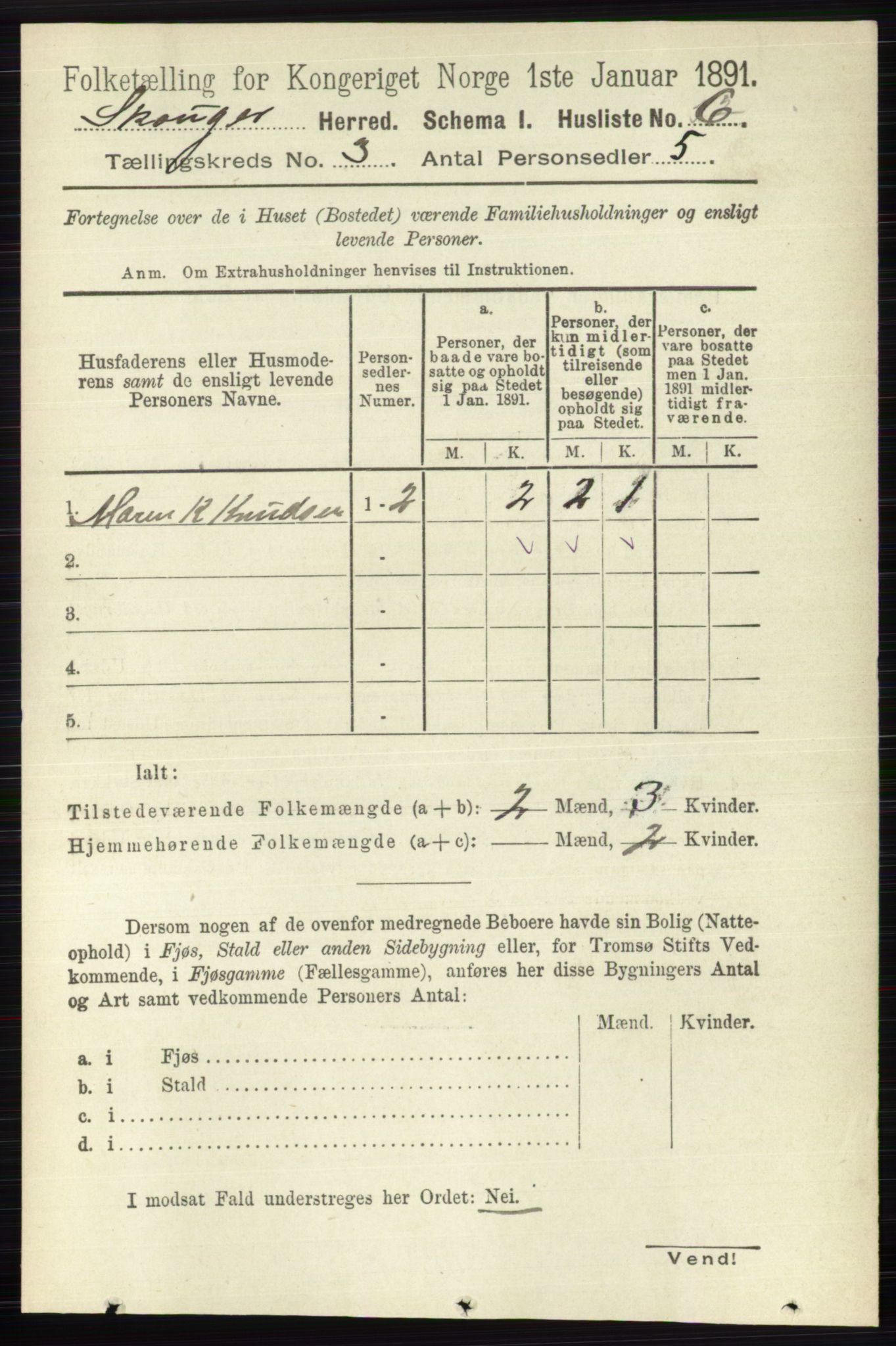 RA, 1891 census for 0712 Skoger, 1891, p. 1498