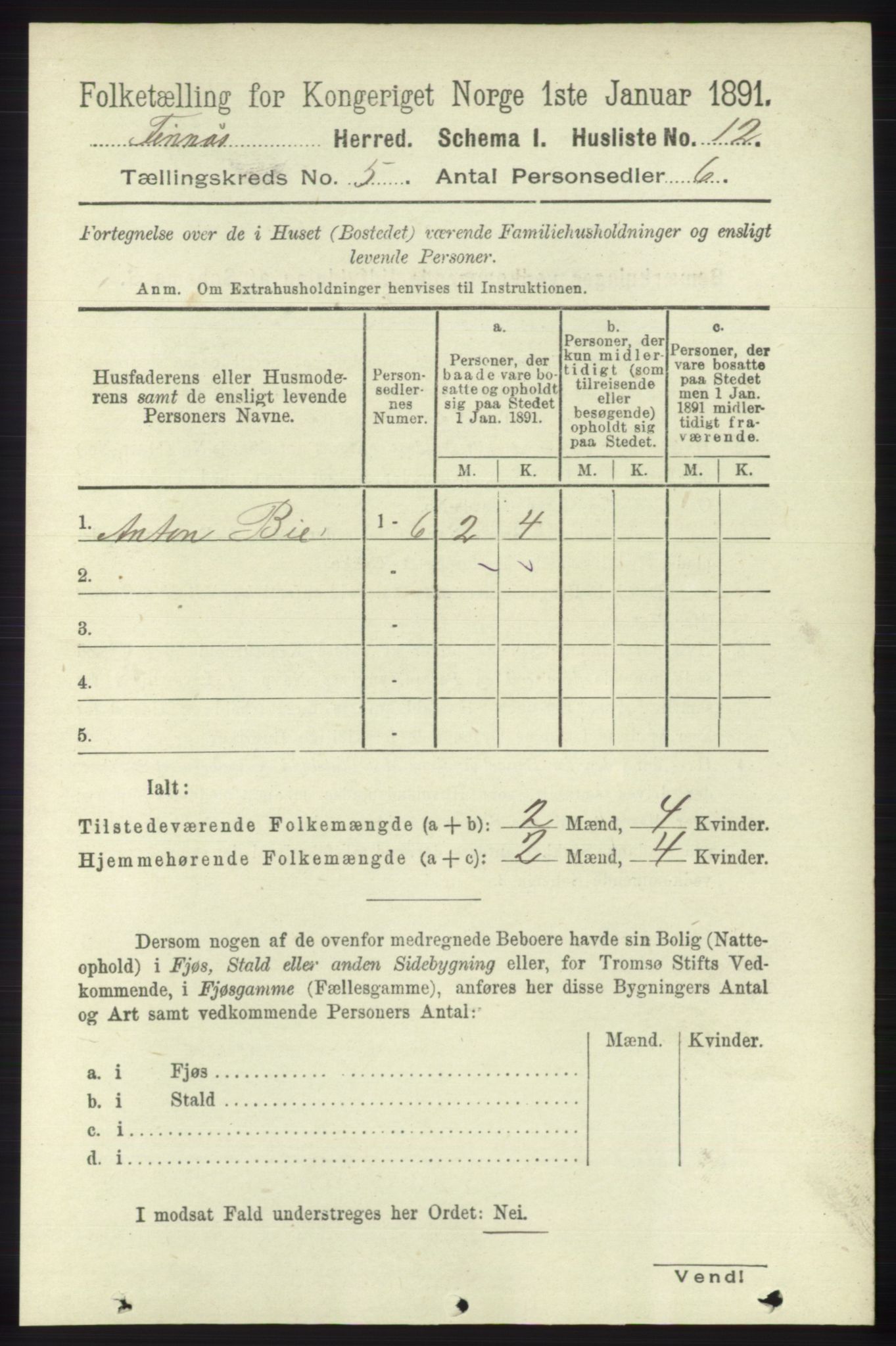 RA, 1891 census for 1218 Finnås, 1891, p. 2198