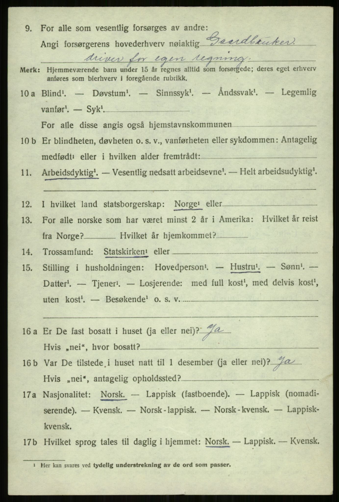 SATØ, 1920 census for Balsfjord, 1920, p. 5043