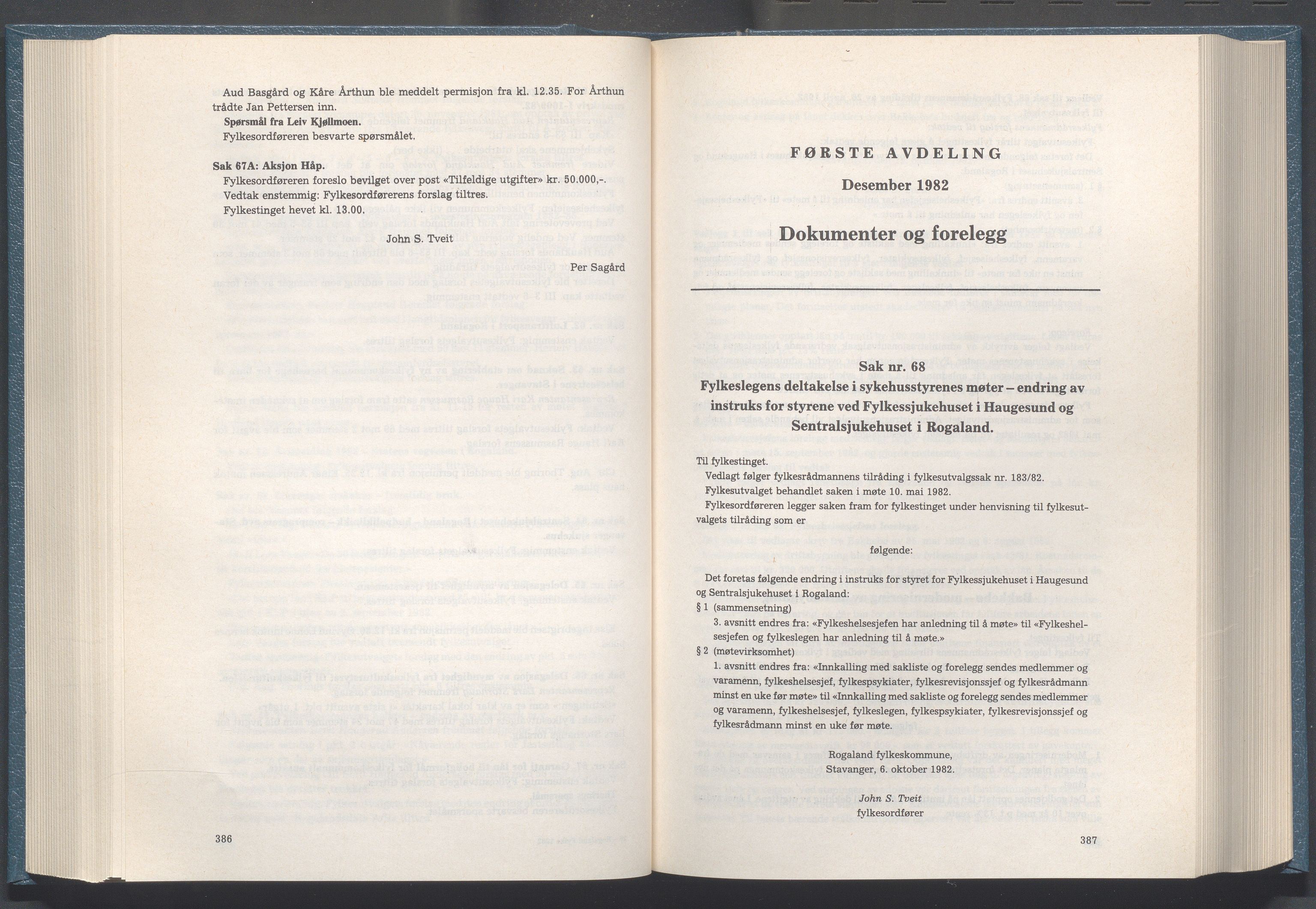 Rogaland fylkeskommune - Fylkesrådmannen , IKAR/A-900/A/Aa/Aaa/L0102: Møtebok , 1982, p. 386-387