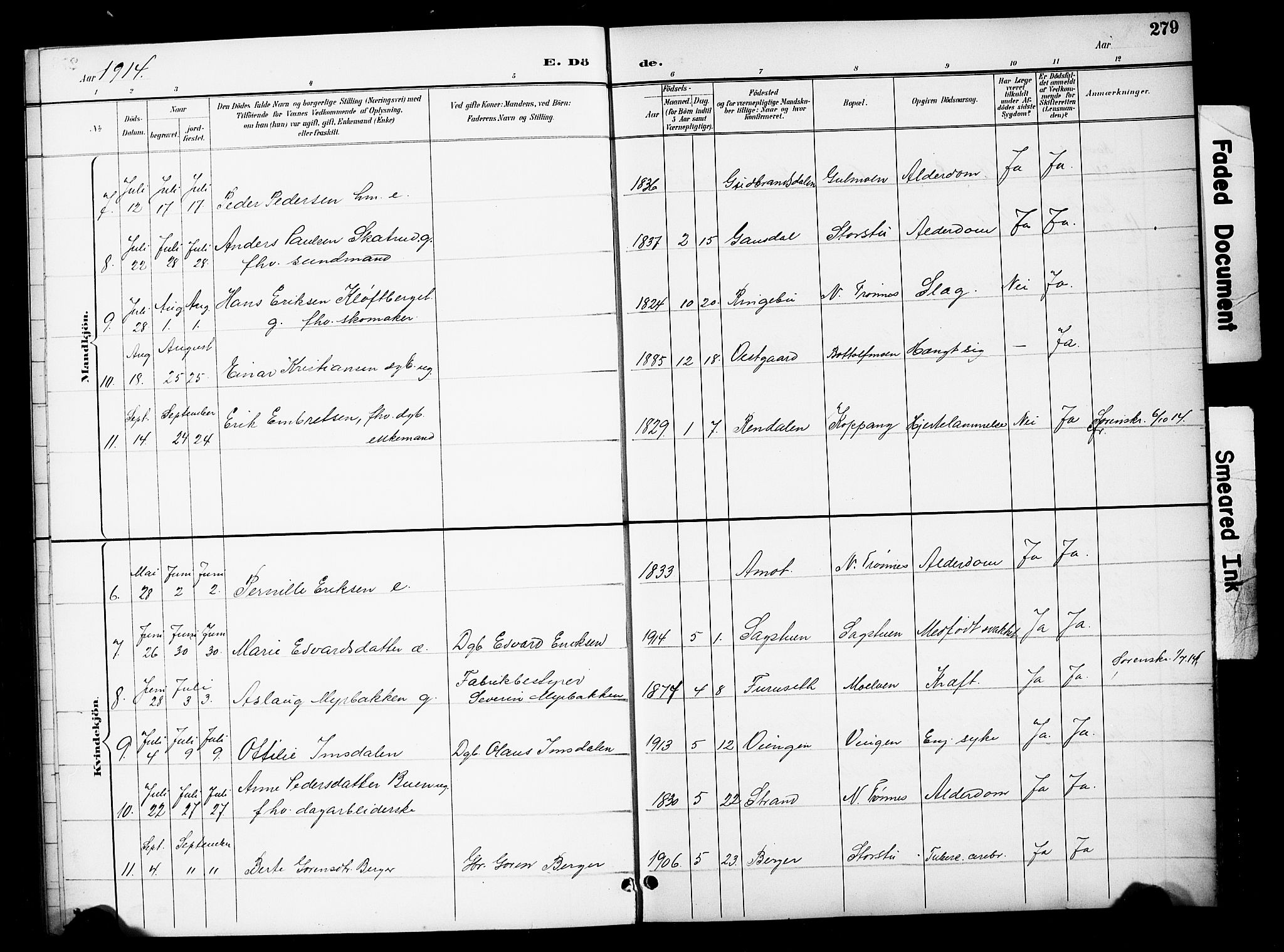 Stor-Elvdal prestekontor, AV/SAH-PREST-052/H/Ha/Hab/L0003: Parish register (copy) no. 3, 1895-1917, p. 279