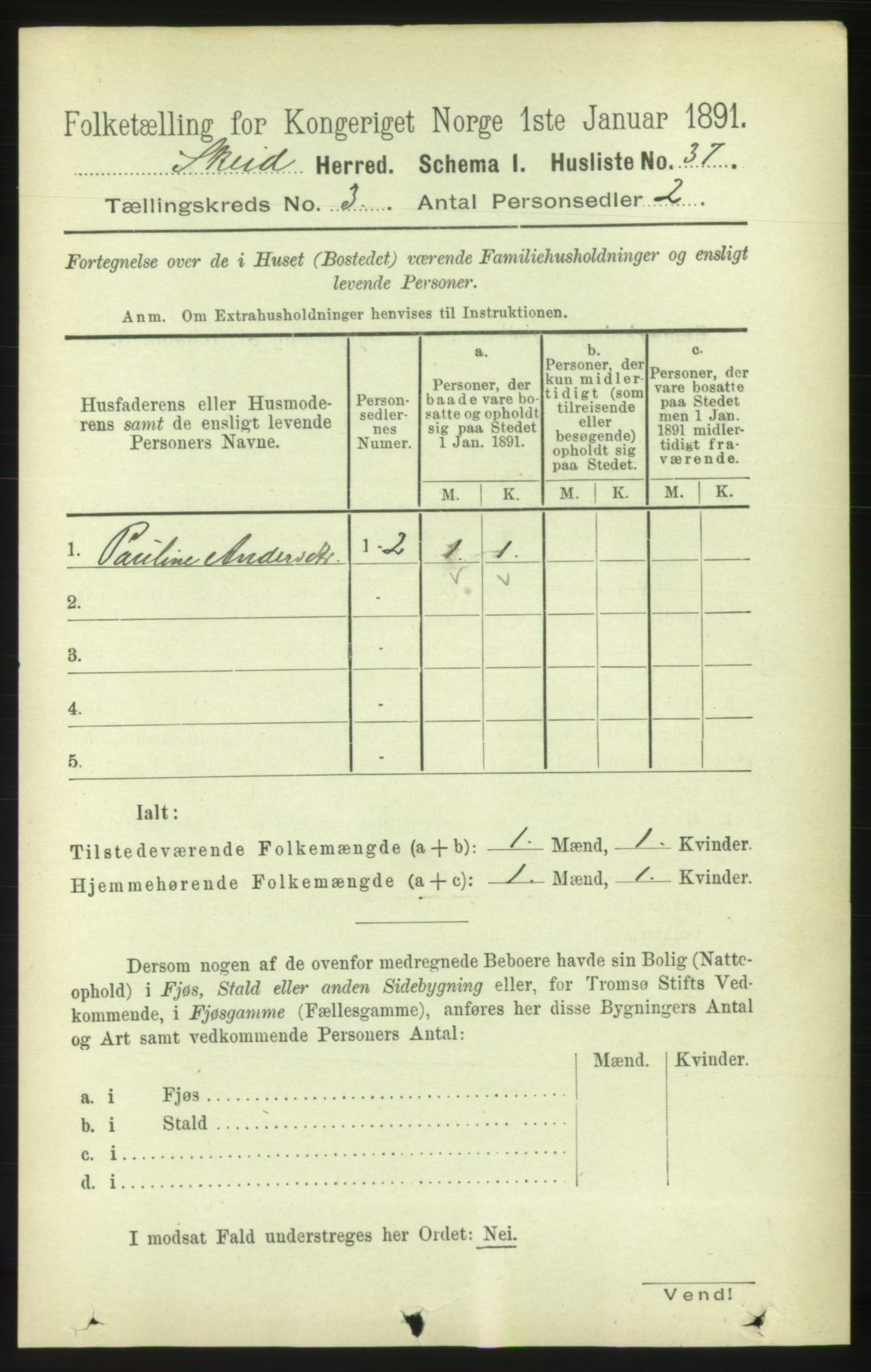 RA, 1891 census for 1732 Skei, 1891, p. 1087