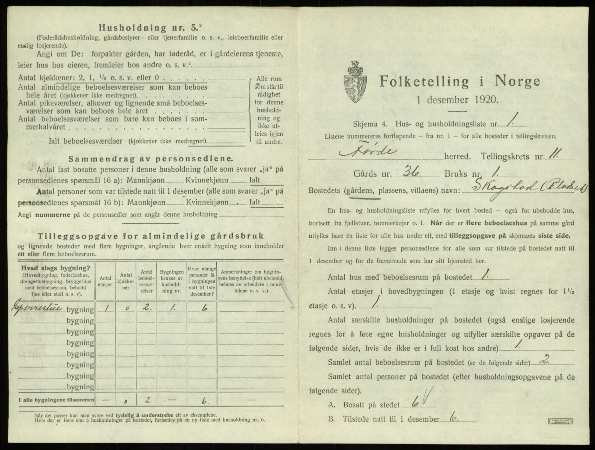 SAB, 1920 census for Førde, 1920, p. 577