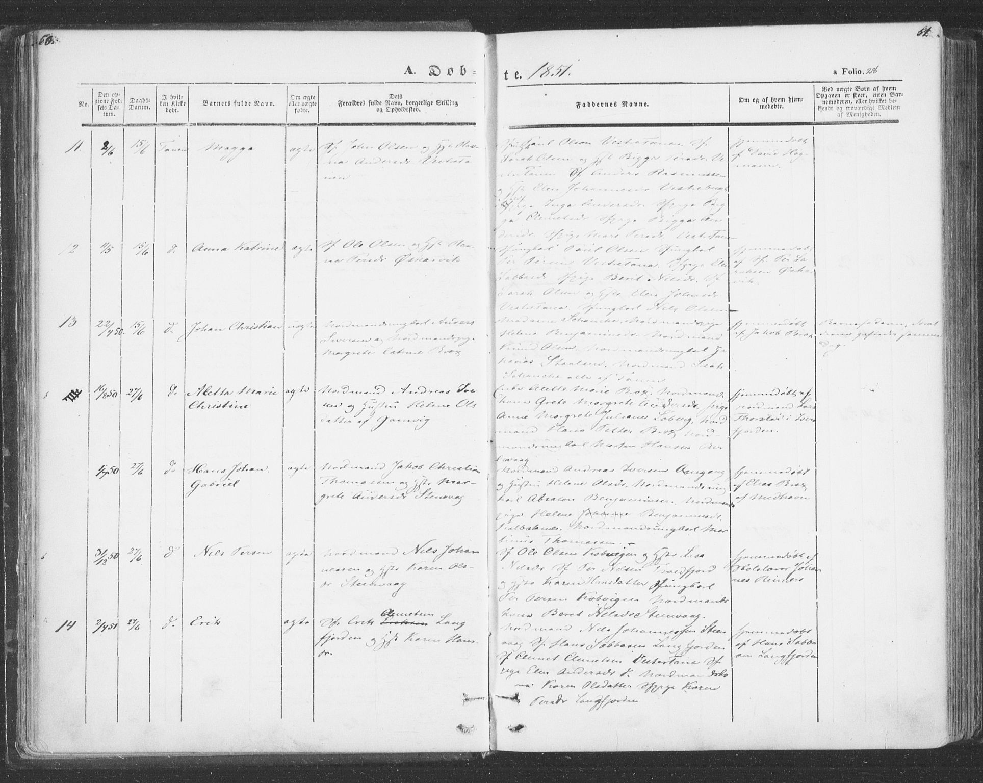 Tana sokneprestkontor, AV/SATØ-S-1334/H/Ha/L0001kirke: Parish register (official) no. 1, 1846-1861, p. 28