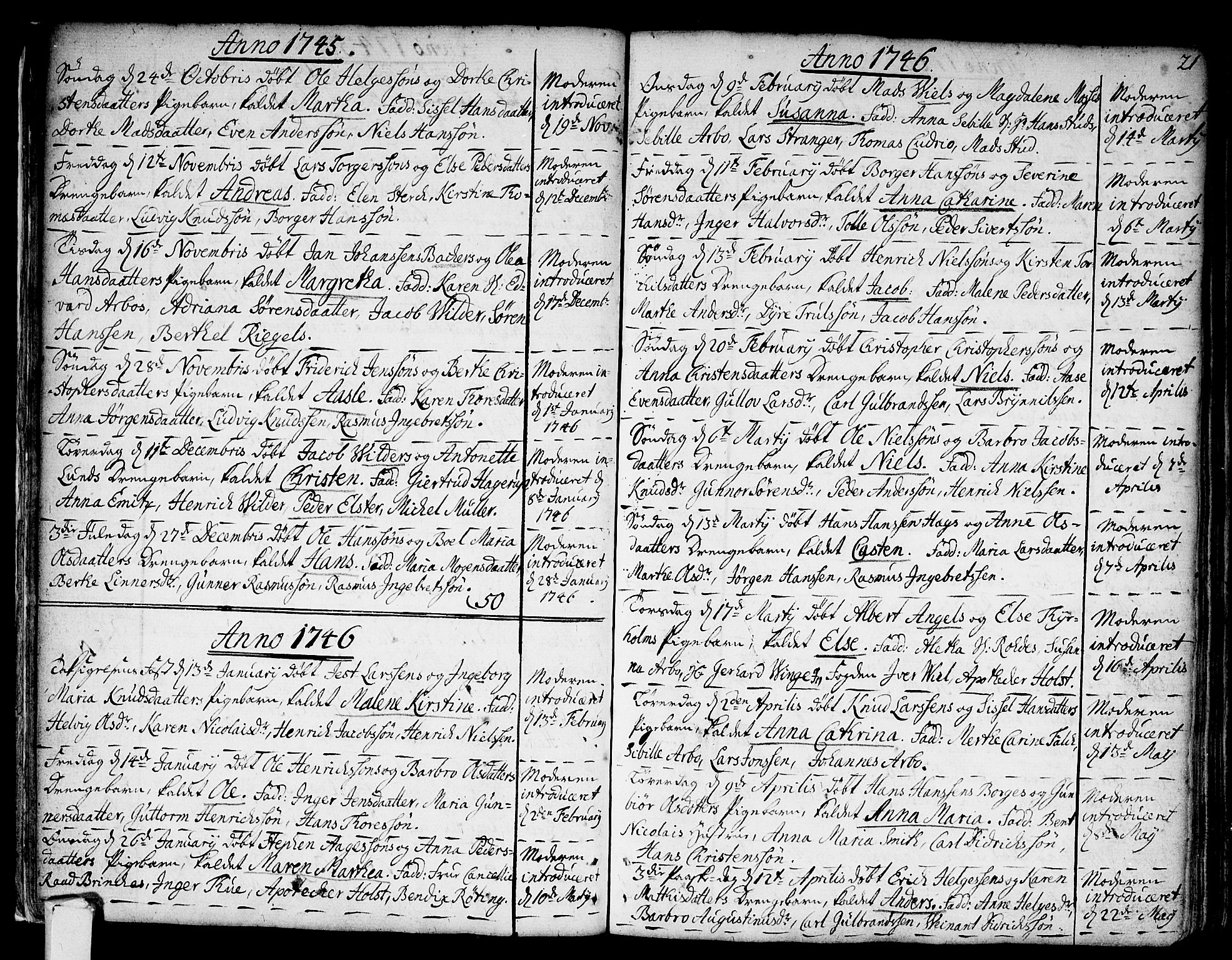 Strømsø kirkebøker, AV/SAKO-A-246/F/Fa/L0007: Parish register (official) no. I 7, 1739-1751, p. 21