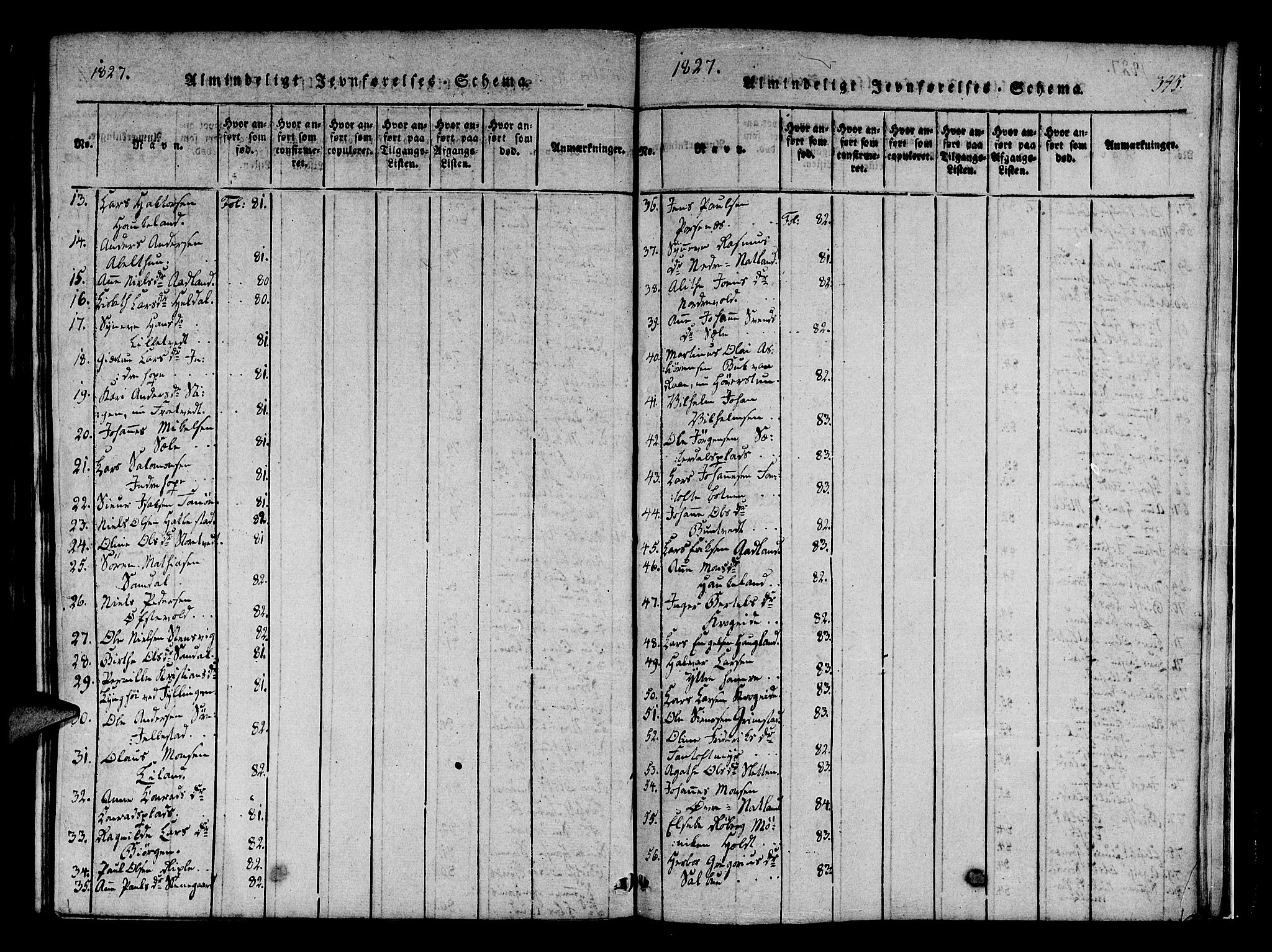 Fana Sokneprestembete, SAB/A-75101/H/Haa/Haaa/L0007: Parish register (official) no. A 7, 1816-1828, p. 345