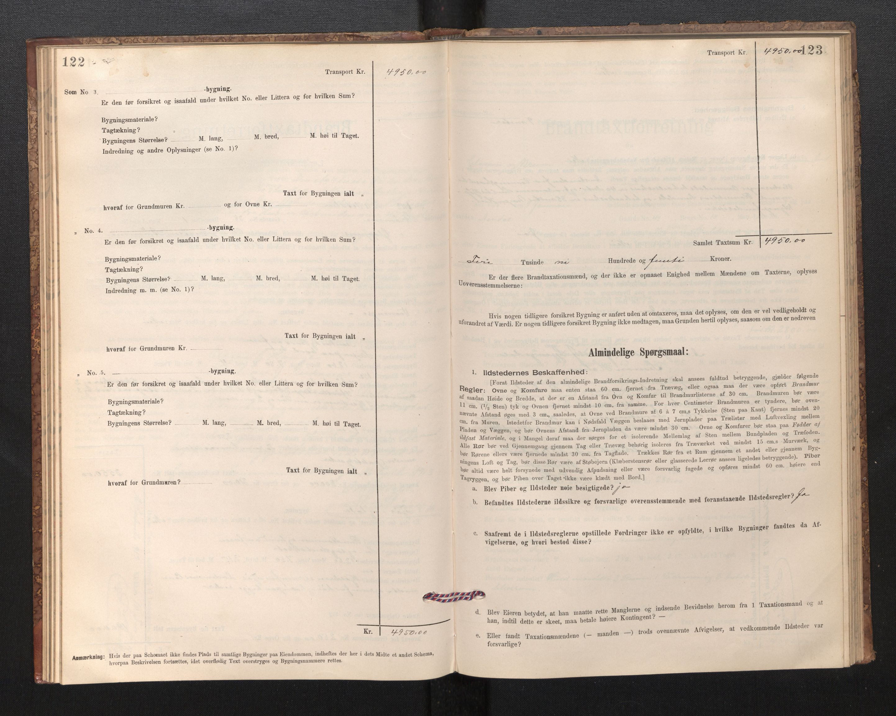 Lensmannen i Gloppen og Breim, AV/SAB-A-27801/0012/L0003: Branntakstprotokoll, skjematakst, 1894-1931, p. 122-123