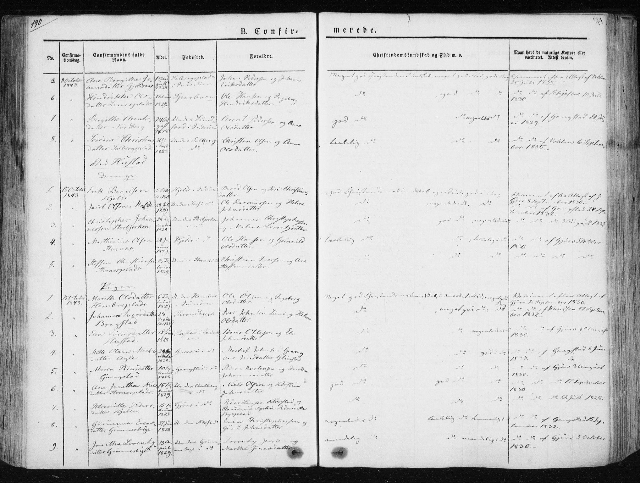 Ministerialprotokoller, klokkerbøker og fødselsregistre - Nord-Trøndelag, SAT/A-1458/730/L0280: Parish register (official) no. 730A07 /1, 1840-1854, p. 190