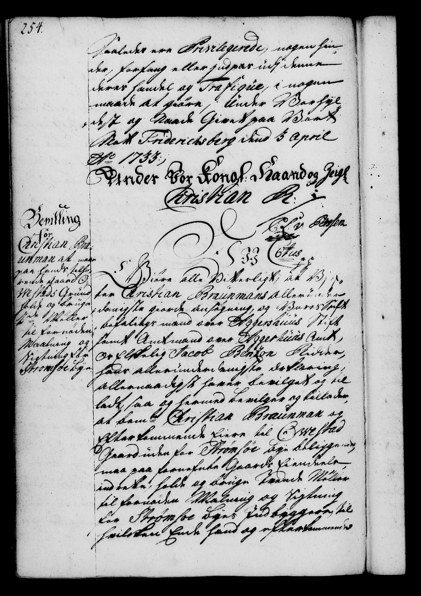 Rentekammeret, Kammerkanselliet, RA/EA-3111/G/Gg/Gga/L0004: Norsk ekspedisjonsprotokoll med register (merket RK 53.4), 1734-1741, p. 254