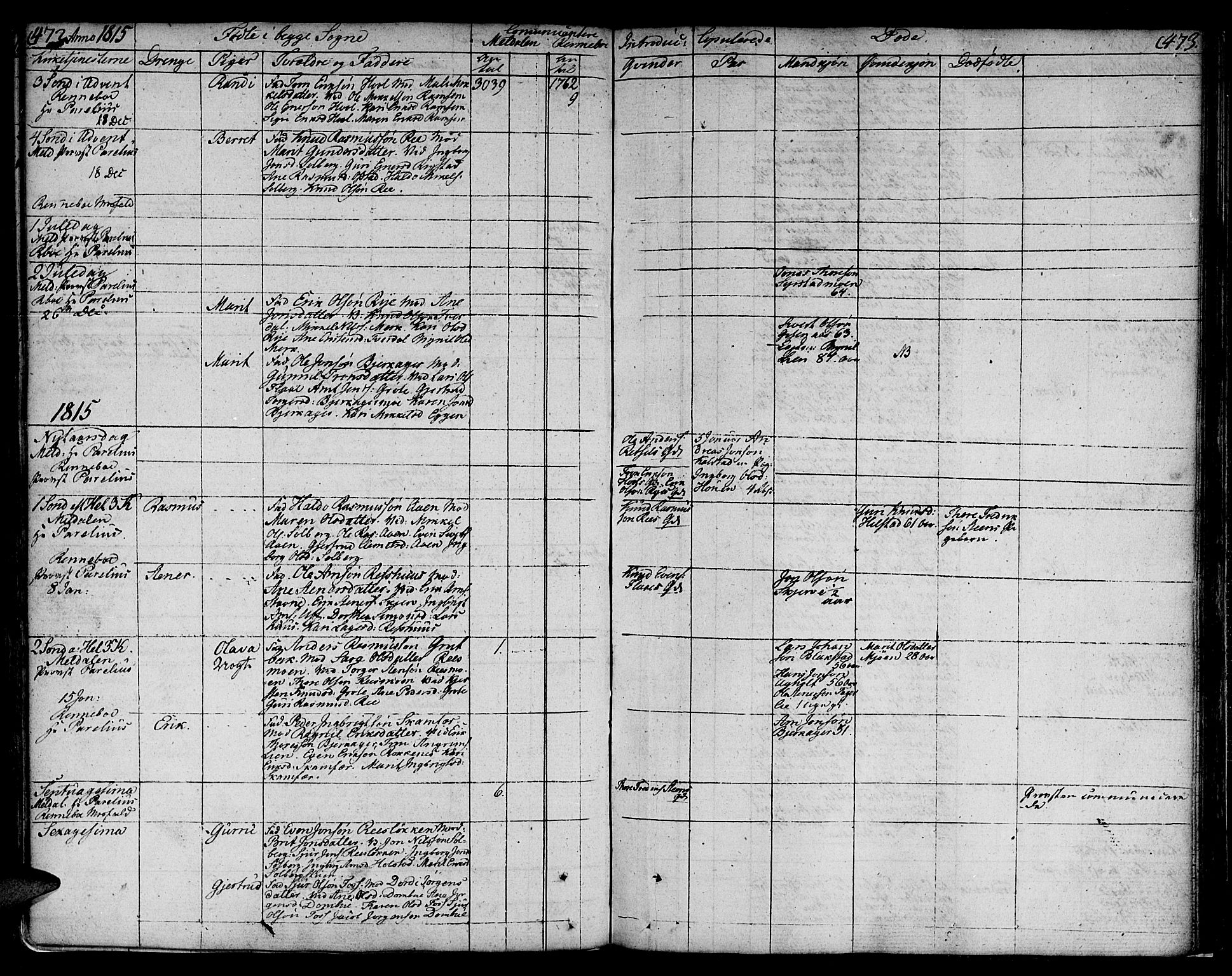 Ministerialprotokoller, klokkerbøker og fødselsregistre - Sør-Trøndelag, AV/SAT-A-1456/672/L0852: Parish register (official) no. 672A05, 1776-1815, p. 472-473