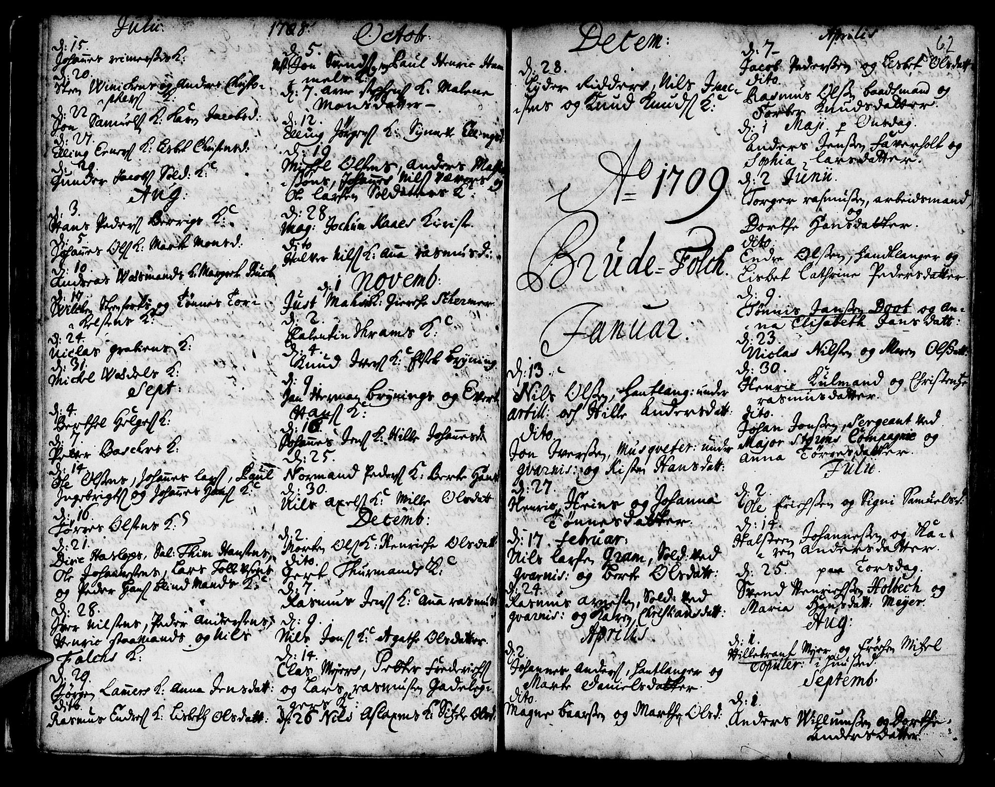 Korskirken sokneprestembete, SAB/A-76101/H/Haa/L0008: Parish register (official) no. A 8, 1698-1747, p. 62