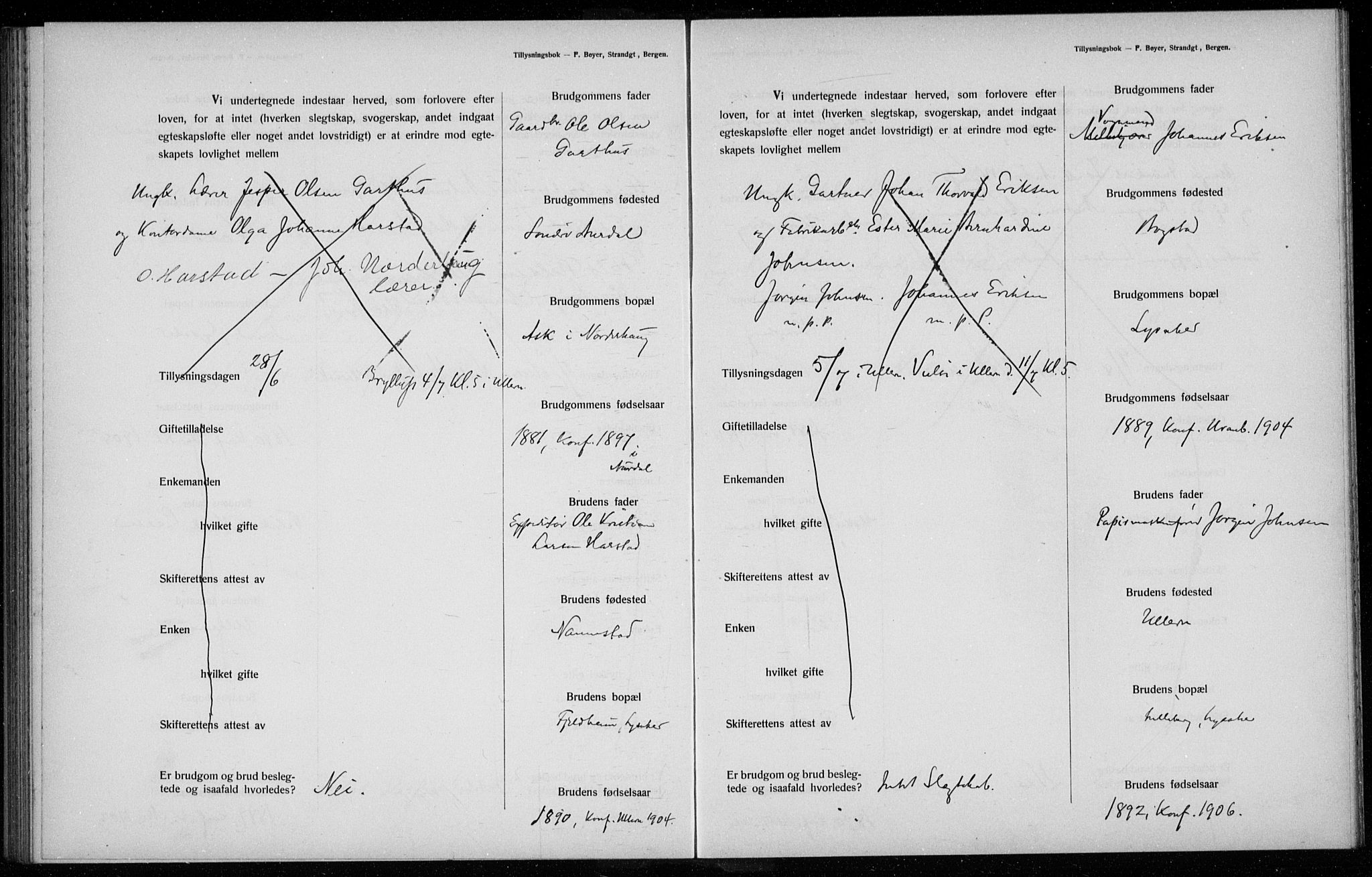 Ullern prestekontor Kirkebøker, AV/SAO-A-10740/H/L0001: Banns register no. 1, 1911-1916