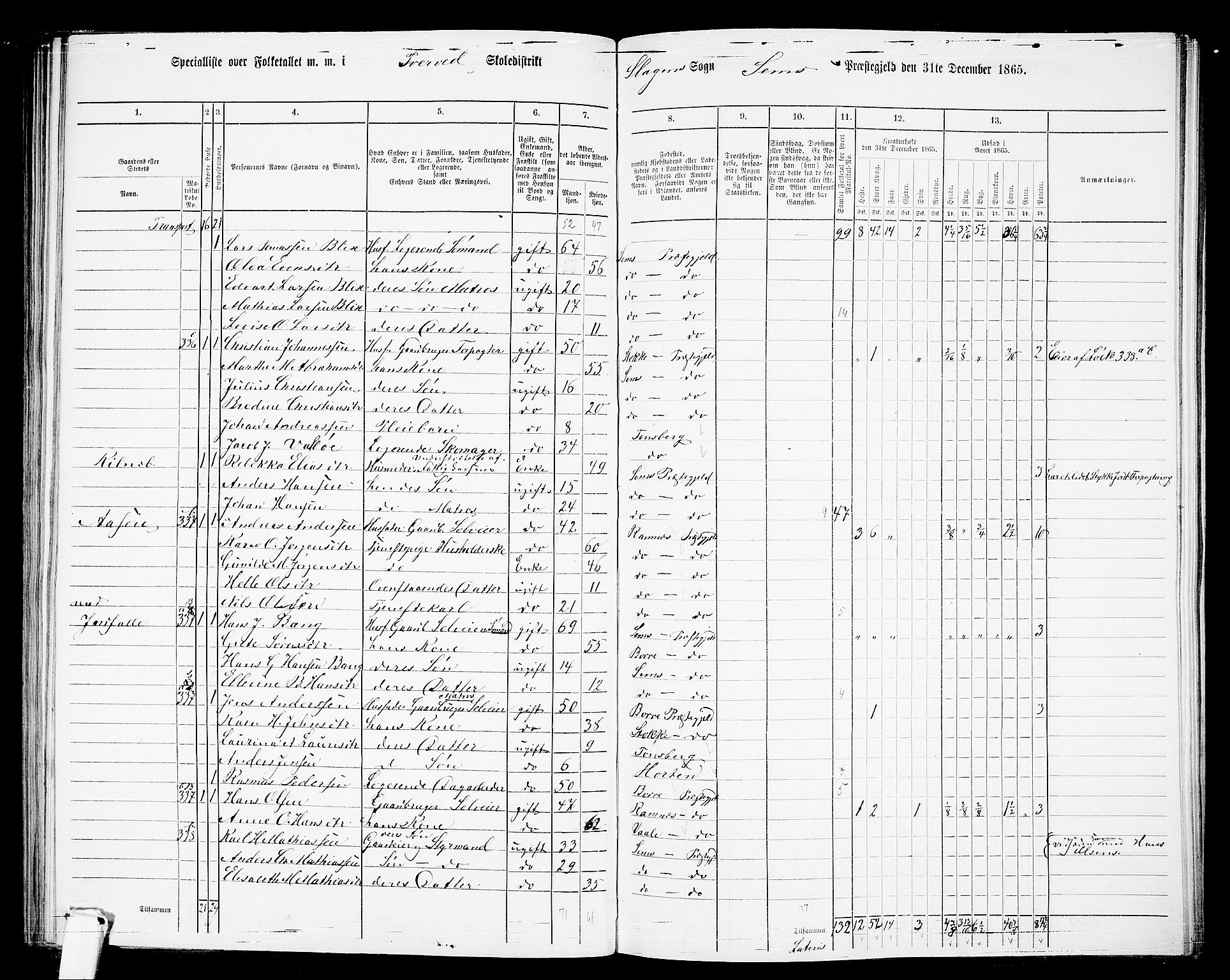 RA, 1865 census for Sem, 1865, p. 146