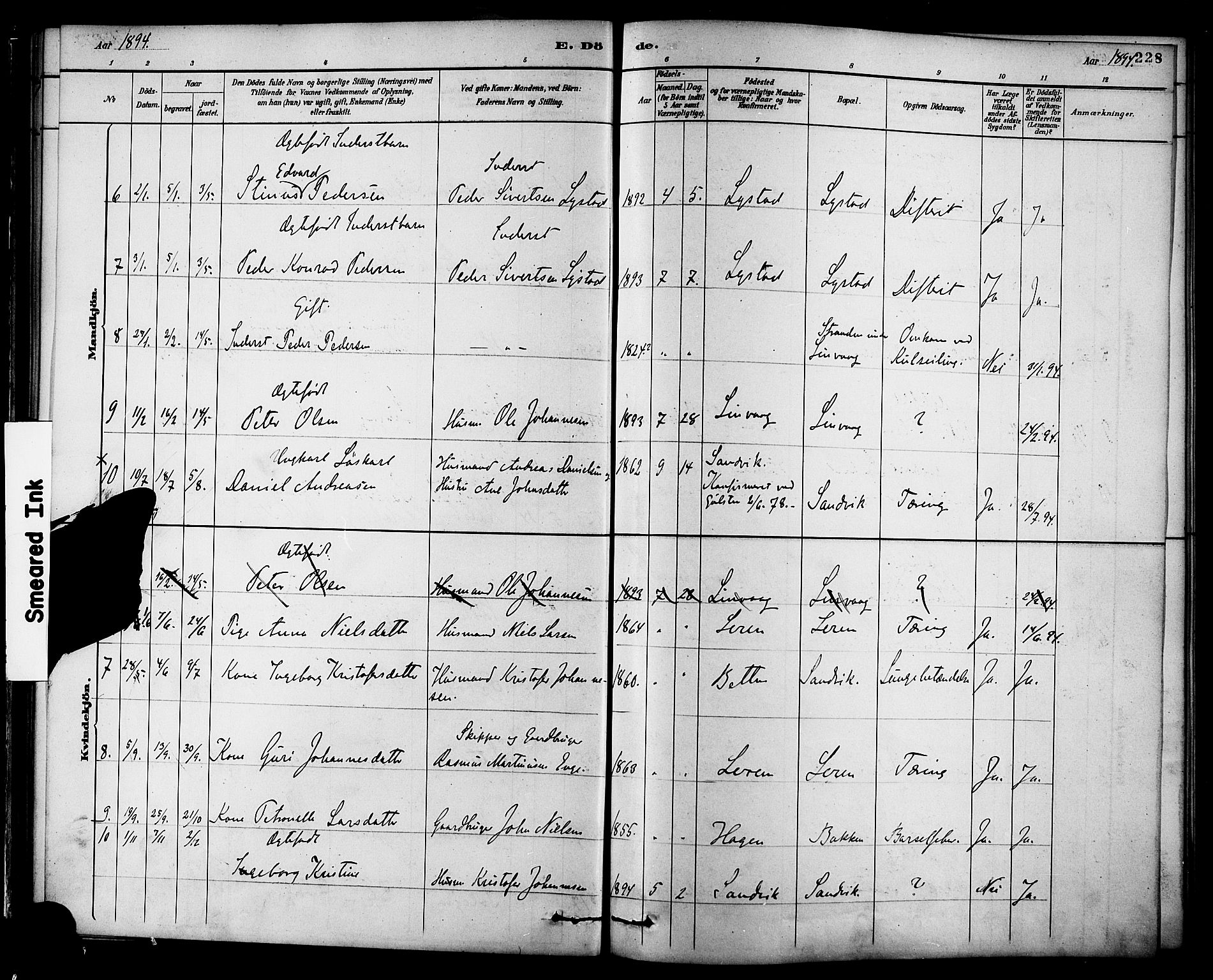 Ministerialprotokoller, klokkerbøker og fødselsregistre - Møre og Romsdal, AV/SAT-A-1454/577/L0896: Parish register (official) no. 577A03, 1880-1898, p. 228