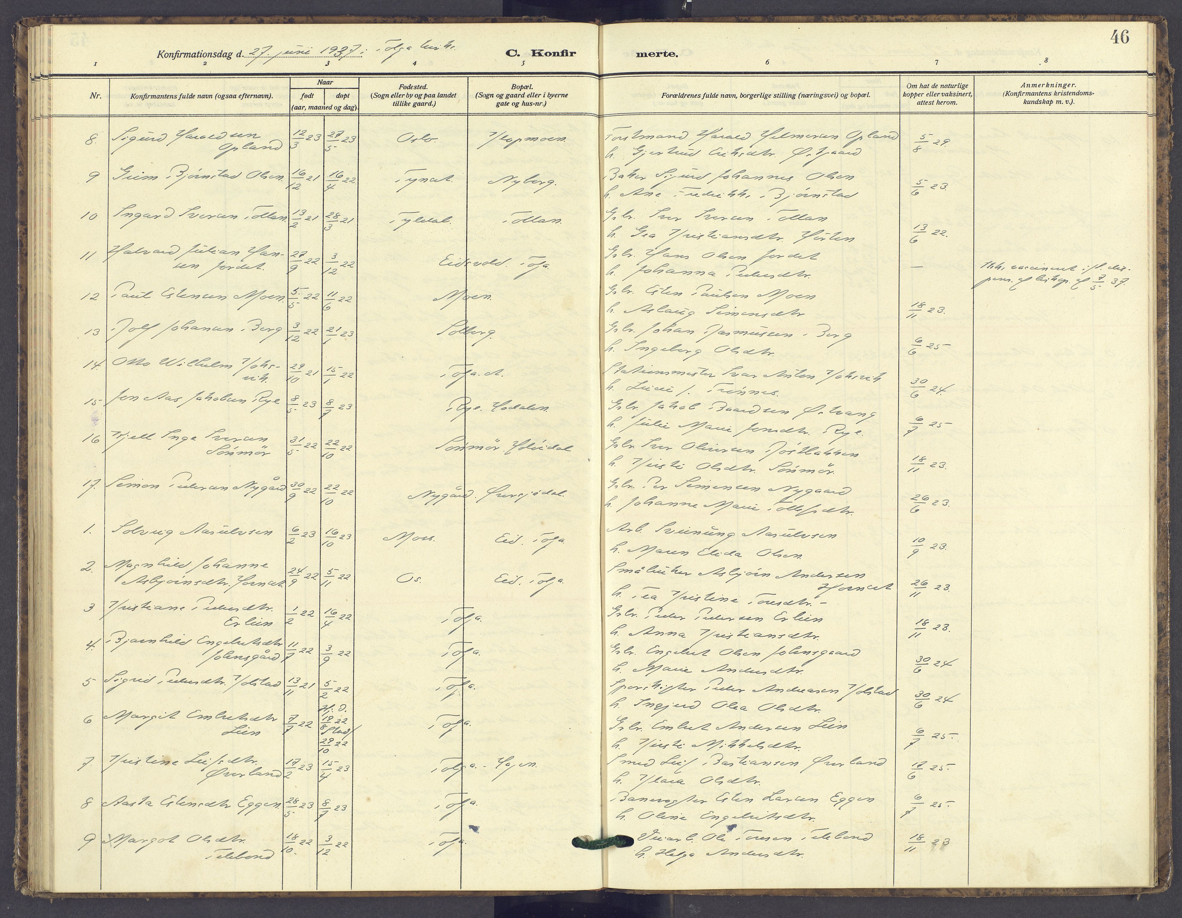 Tolga prestekontor, AV/SAH-PREST-062/K/L0016: Parish register (official) no. 16, 1908-1957, p. 46