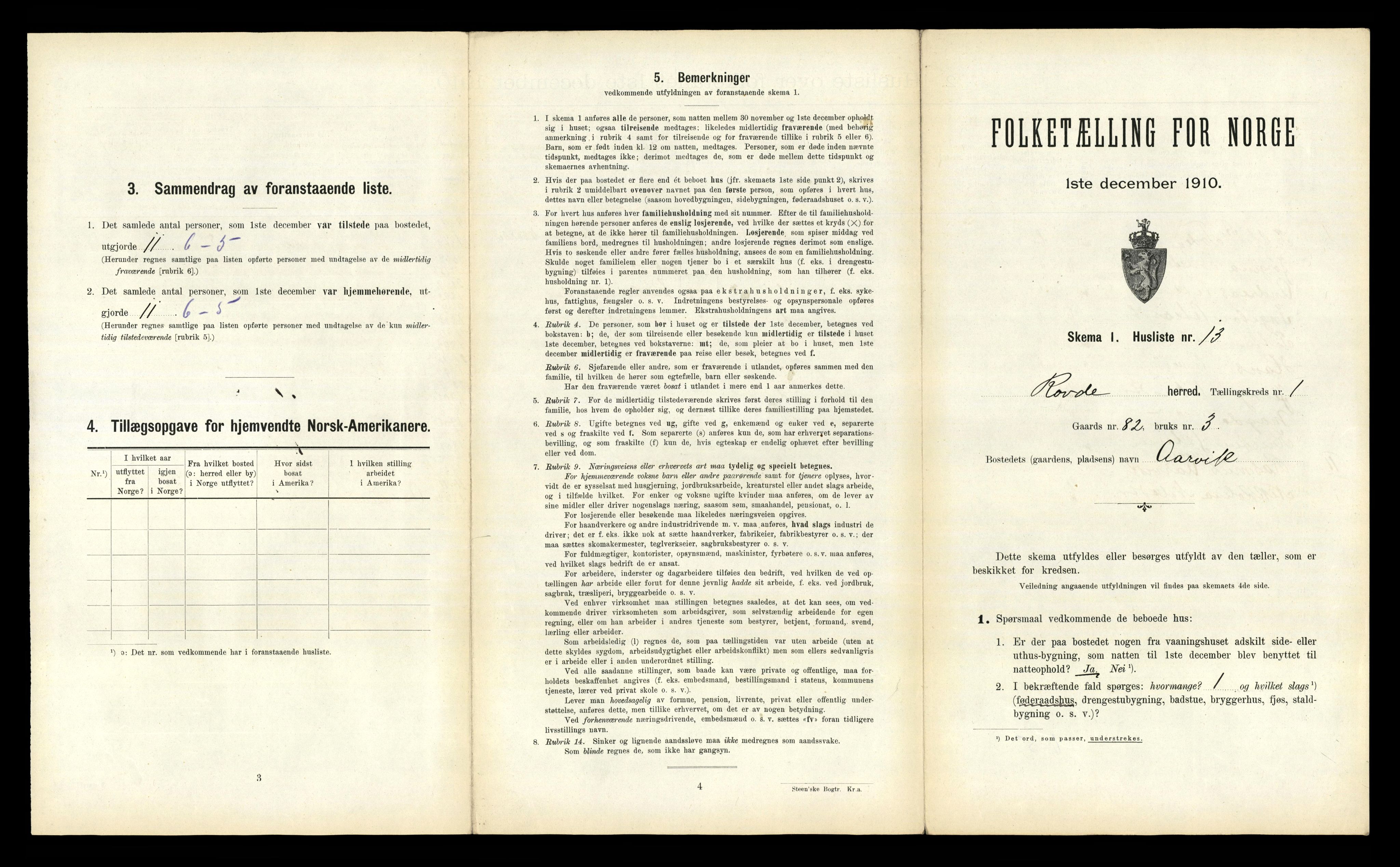 RA, 1910 census for Rovde, 1910, p. 48