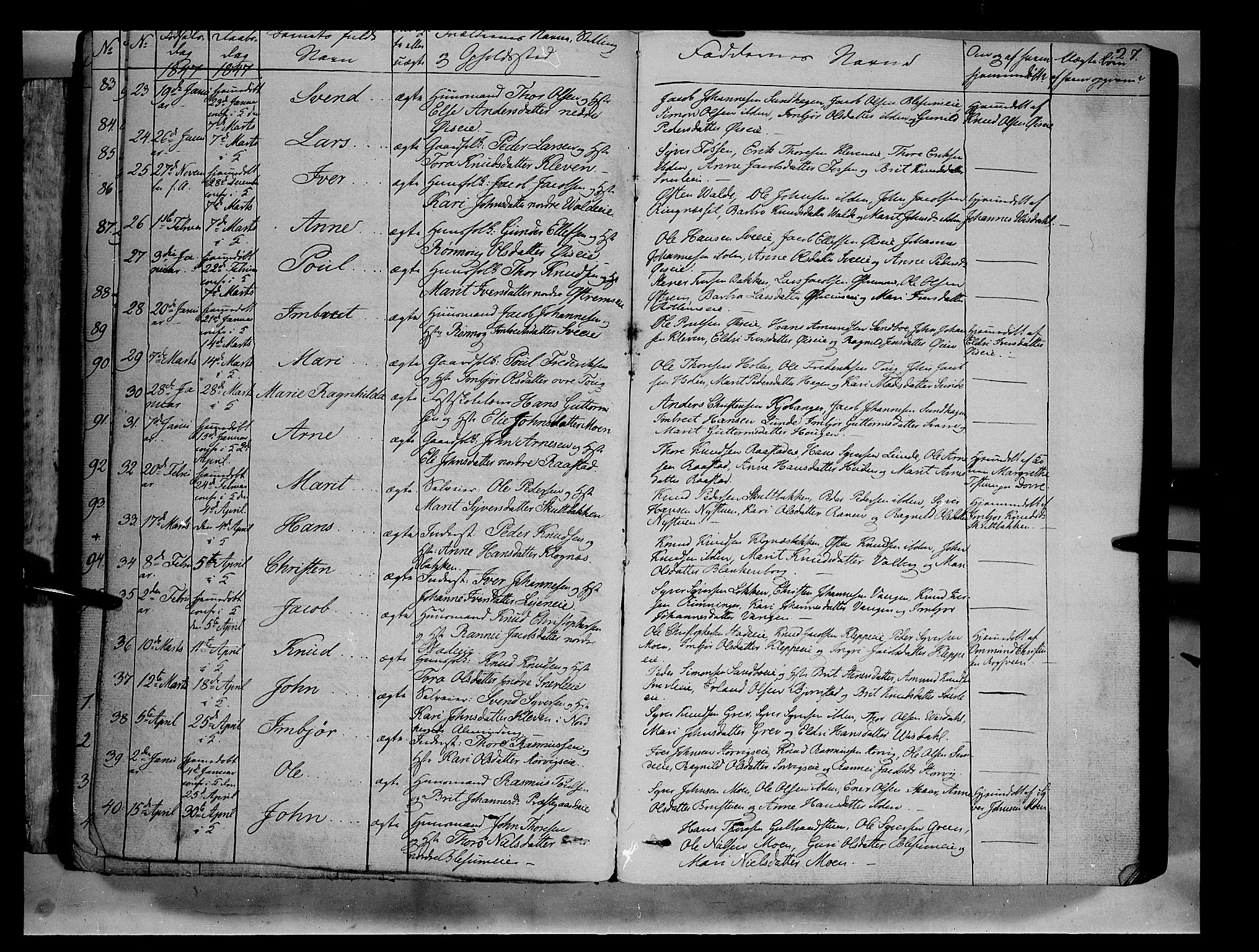 Vågå prestekontor, AV/SAH-PREST-076/H/Ha/Haa/L0005: Parish register (official) no. 5 /1, 1842-1856, p. 27