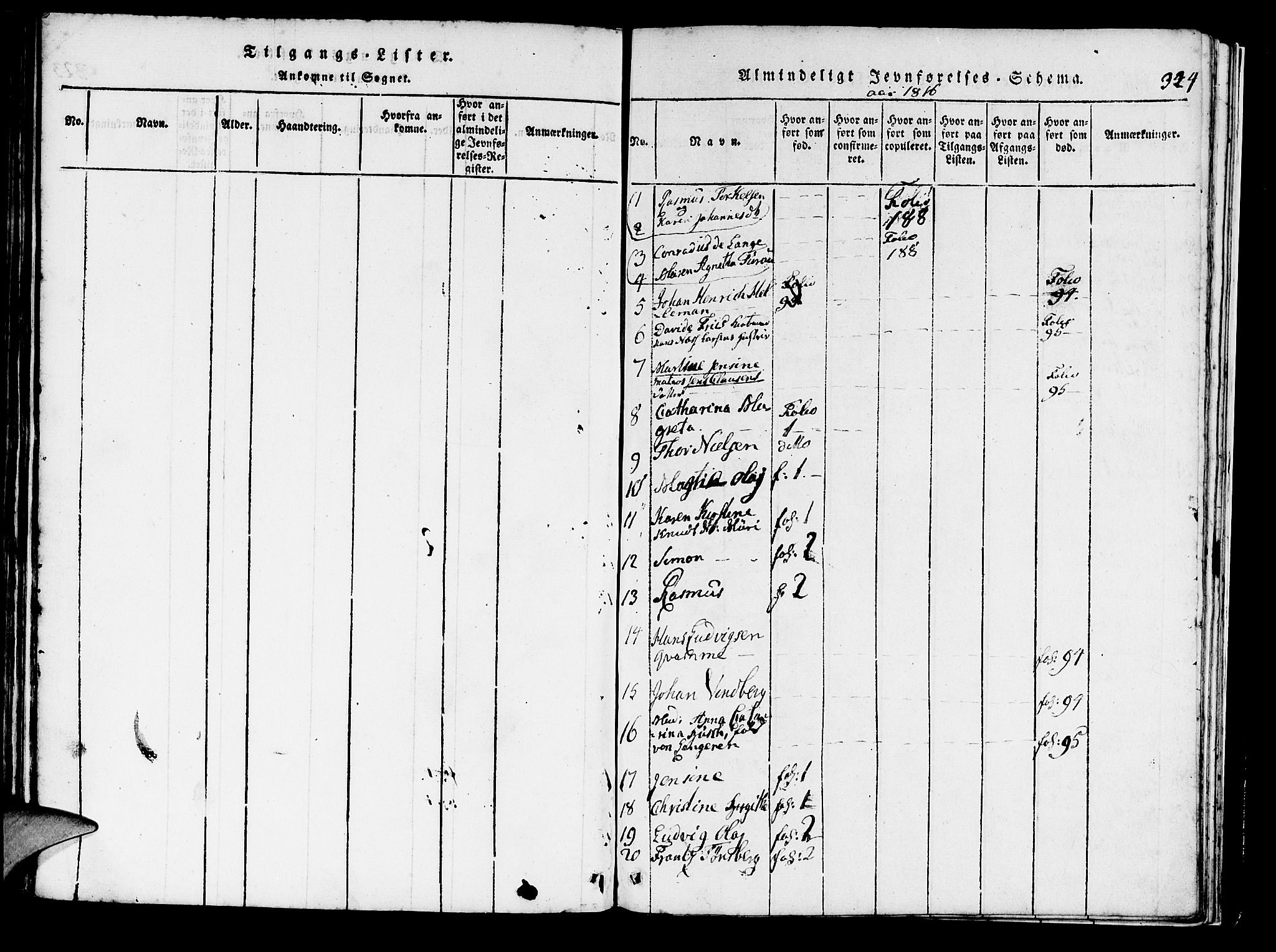 Domkirken sokneprestembete, SAB/A-74801/H/Haa/L0010: Parish register (official) no. A 10, 1816-1821, p. 324