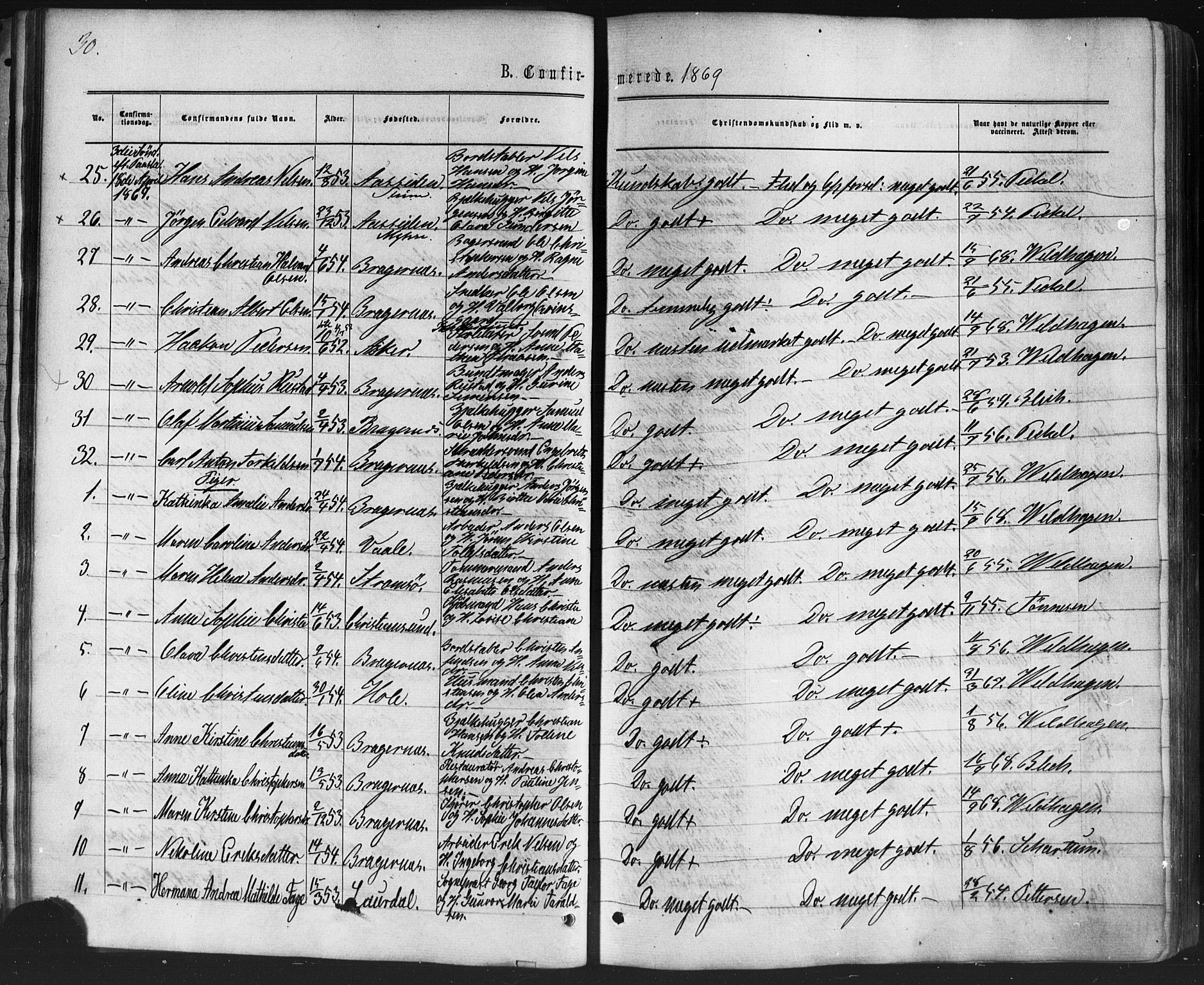 Bragernes kirkebøker, AV/SAKO-A-6/F/Fc/L0003: Parish register (official) no. III 3, 1865-1874, p. 30