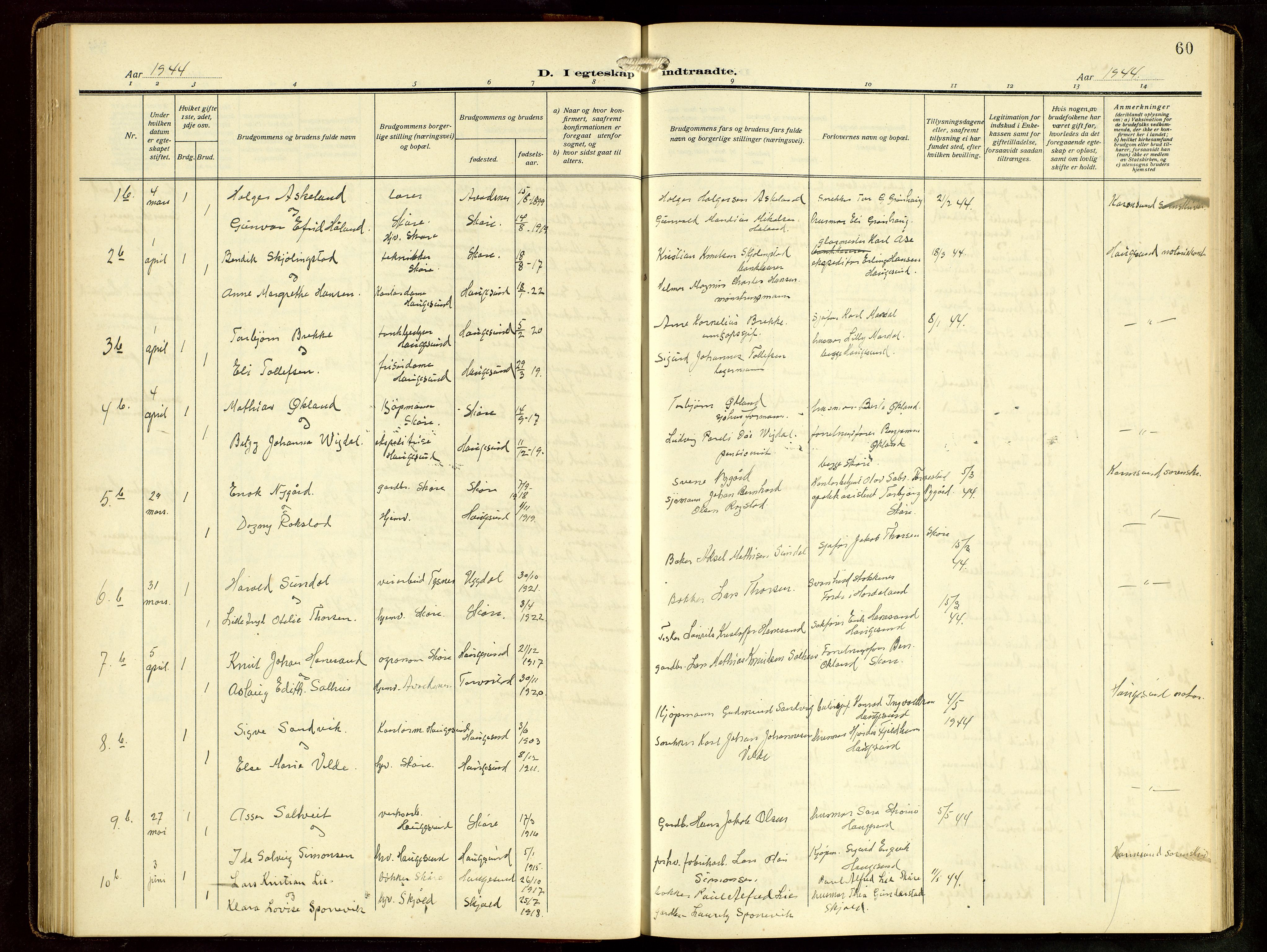 Haugesund sokneprestkontor, AV/SAST-A -101863/H/Ha/Hab/L0006: Parish register (copy) no. B 9, 1909-1951, p. 60