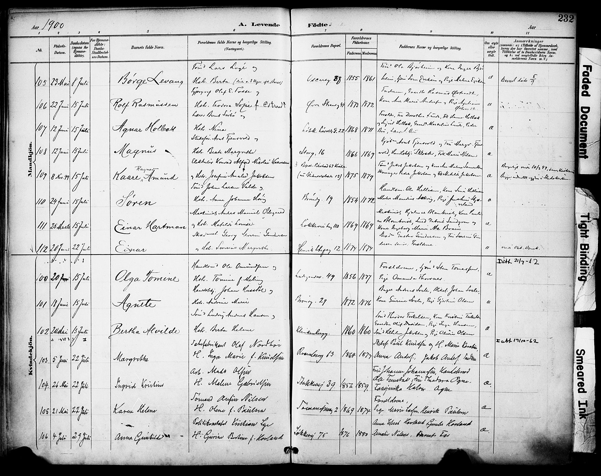 Domkirken sokneprestkontor, AV/SAST-A-101812/001/30/30BA/L0030: Parish register (official) no. A 29, 1889-1902, p. 232