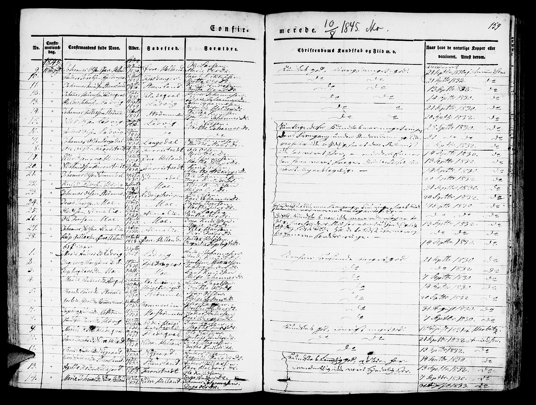 Hosanger sokneprestembete, AV/SAB-A-75801/H/Haa: Parish register (official) no. A 7, 1835-1848, p. 159