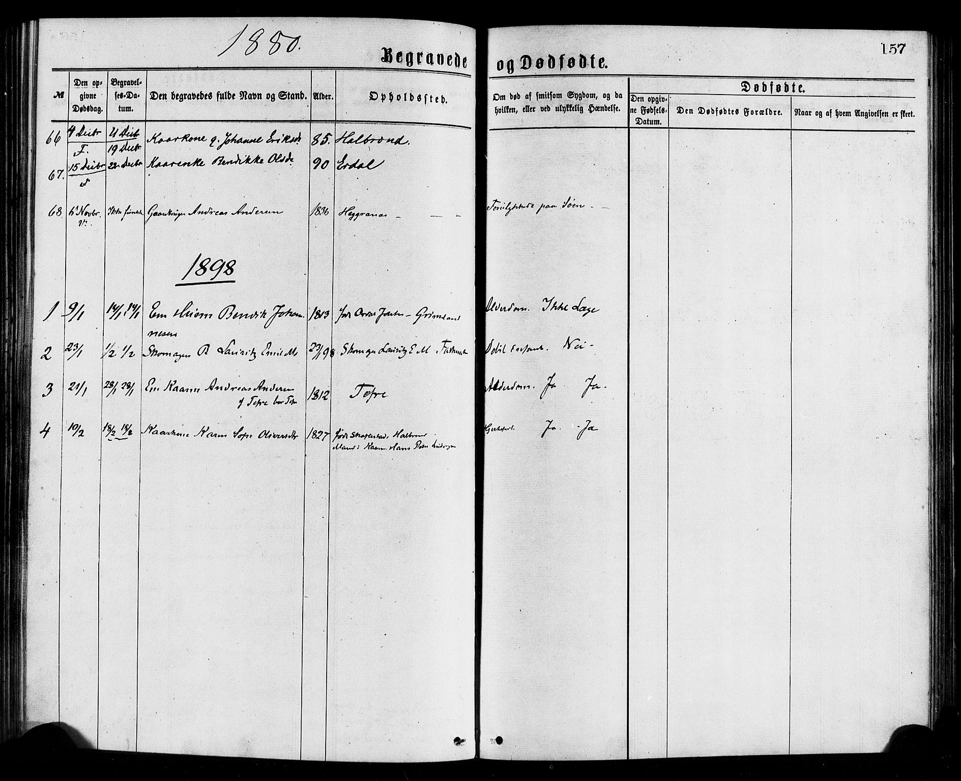 Førde sokneprestembete, SAB/A-79901/H/Haa/Haaa/L0011: Parish register (official) no. A 11, 1877-1880, p. 157