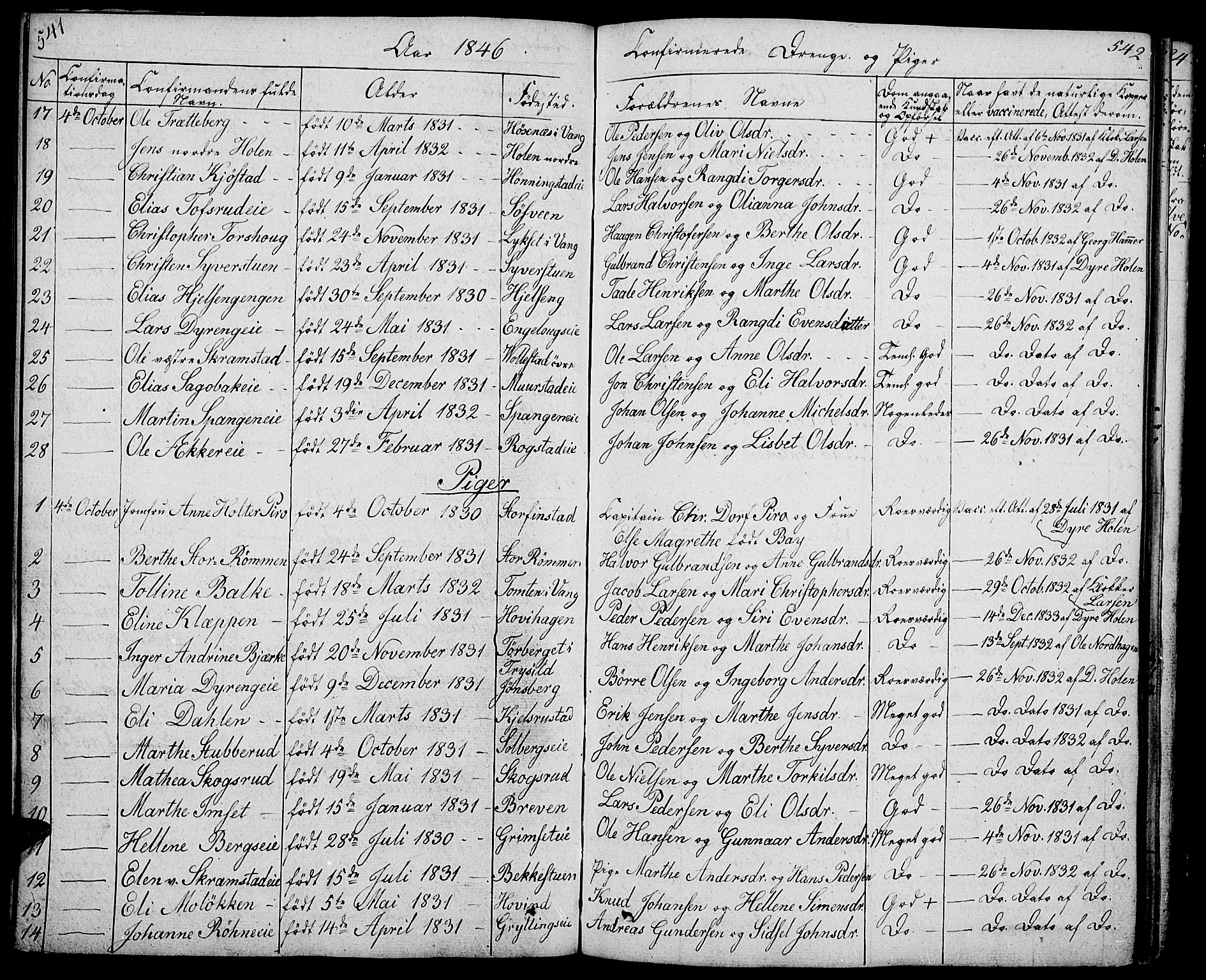 Løten prestekontor, AV/SAH-PREST-022/L/La/L0002: Parish register (copy) no. 2, 1832-1850, p. 541-542