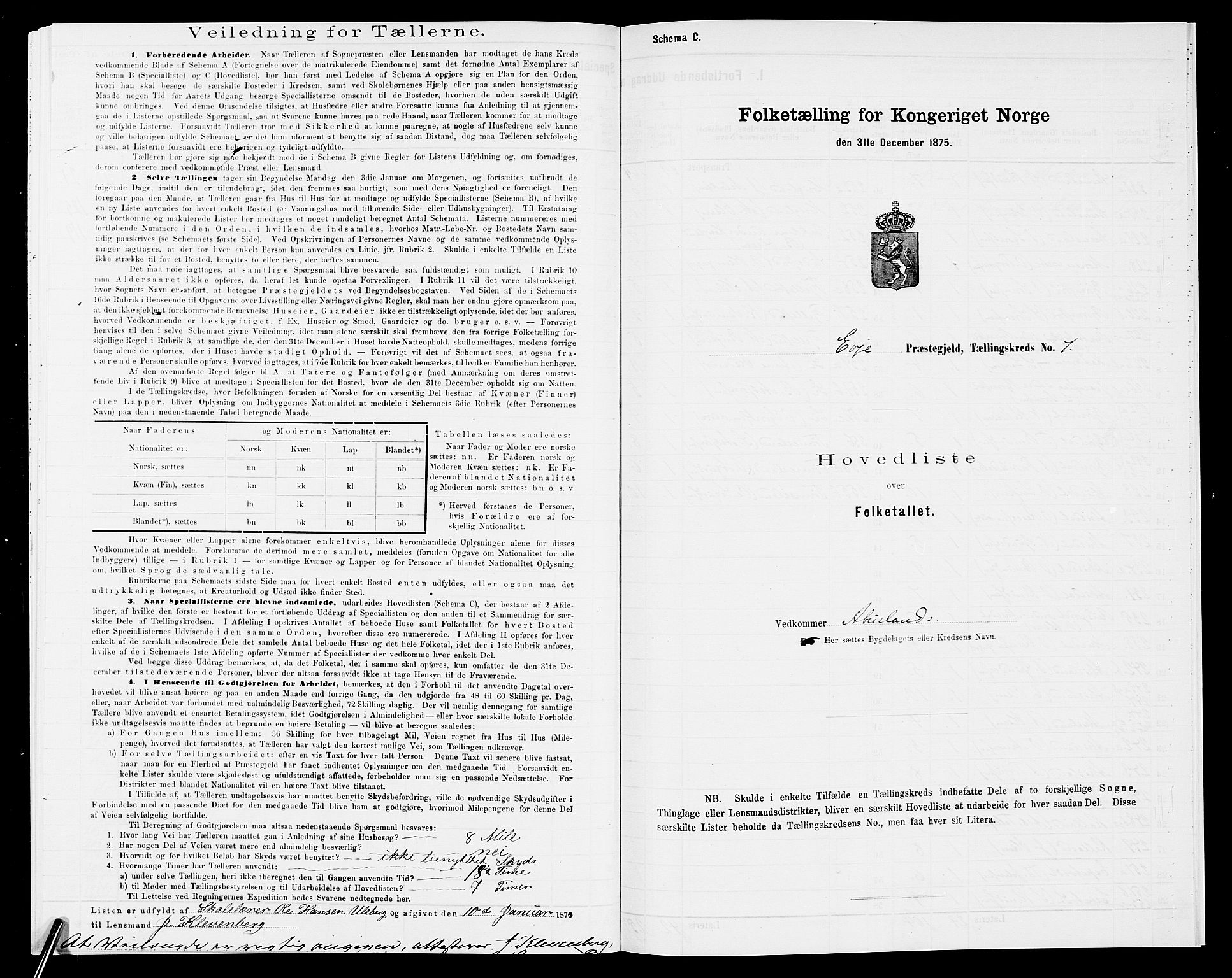 SAK, 1875 census for 0934P Evje, 1875, p. 309