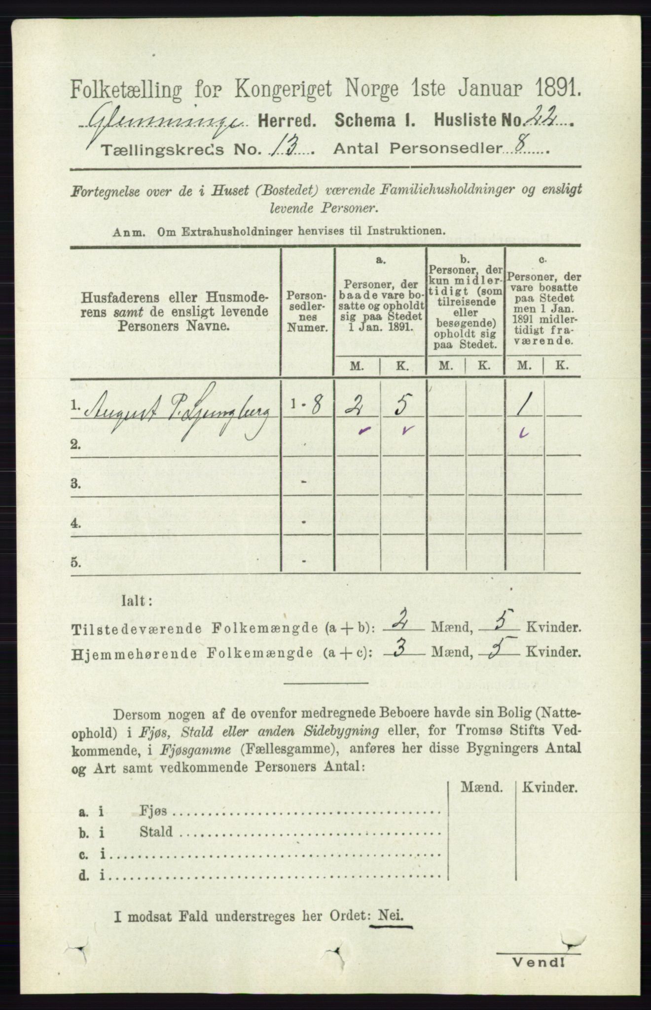 RA, 1891 census for 0132 Glemmen, 1891, p. 11087
