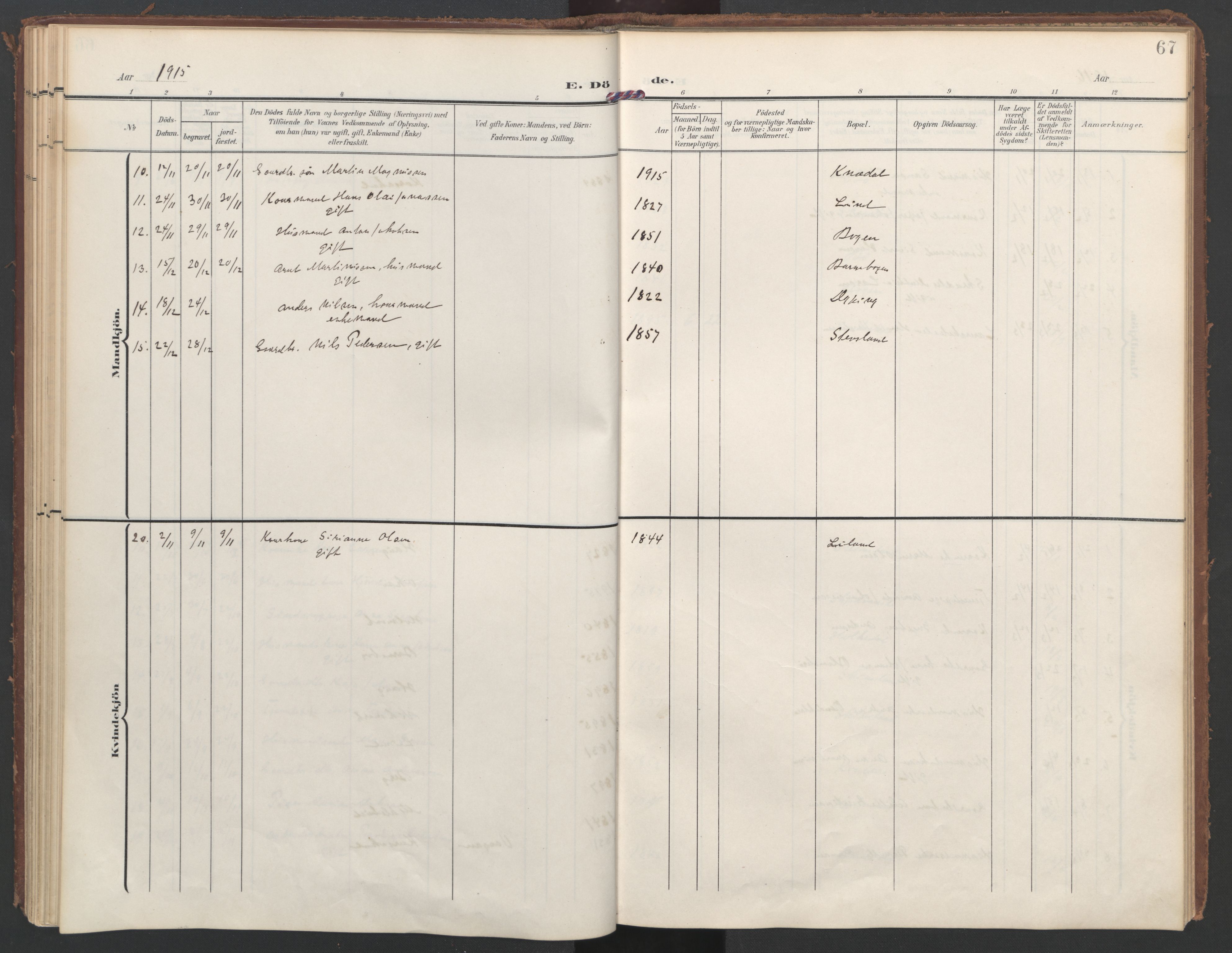 Ministerialprotokoller, klokkerbøker og fødselsregistre - Nordland, AV/SAT-A-1459/855/L0806: Parish register (official) no. 855A14, 1906-1922, p. 67