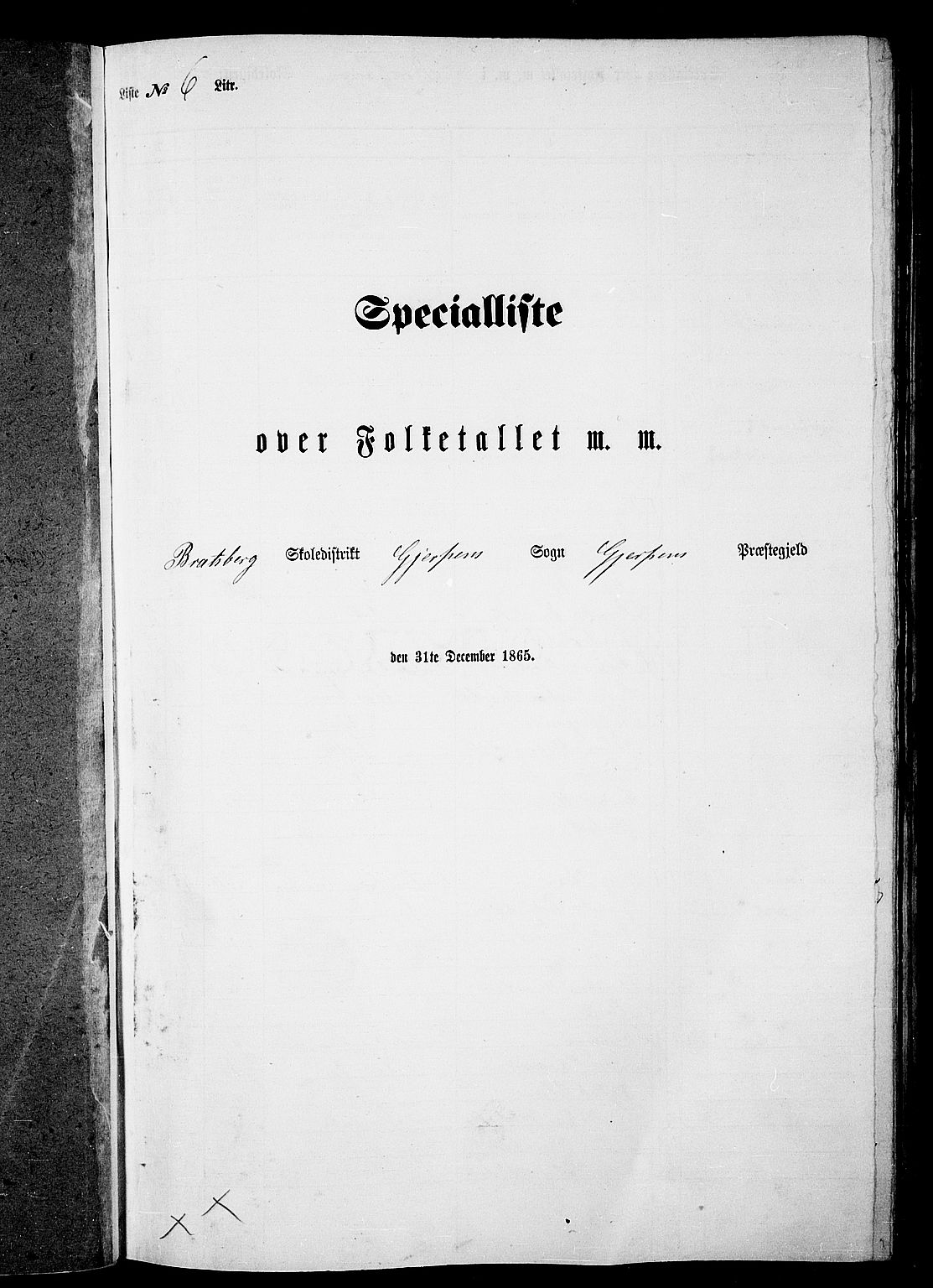 RA, 1865 census for Gjerpen, 1865, p. 108