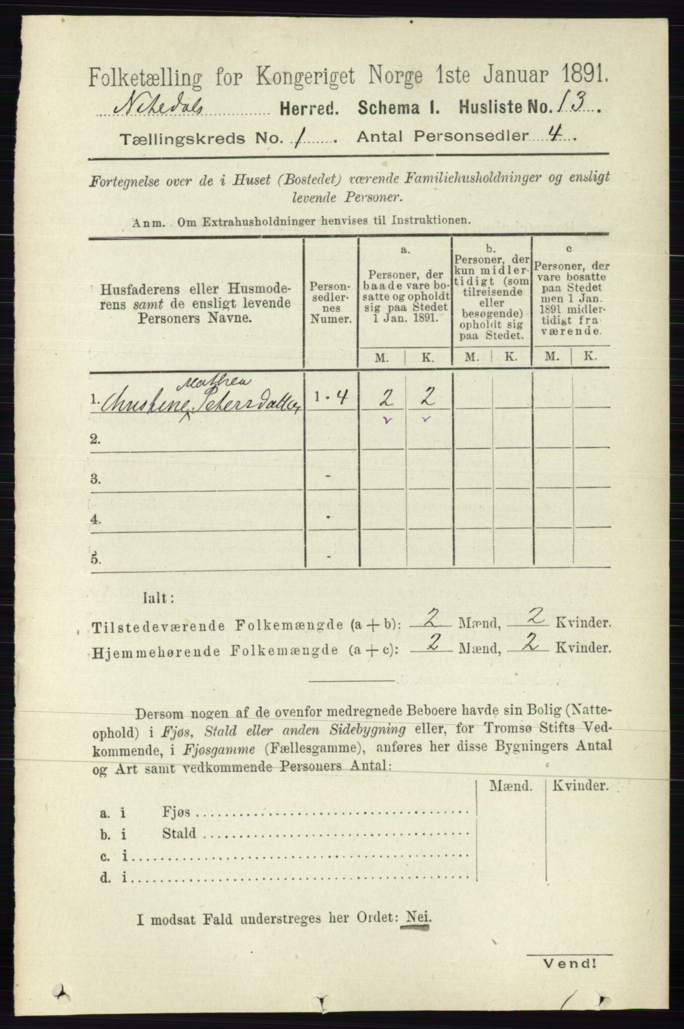RA, 1891 census for 0233 Nittedal, 1891, p. 33