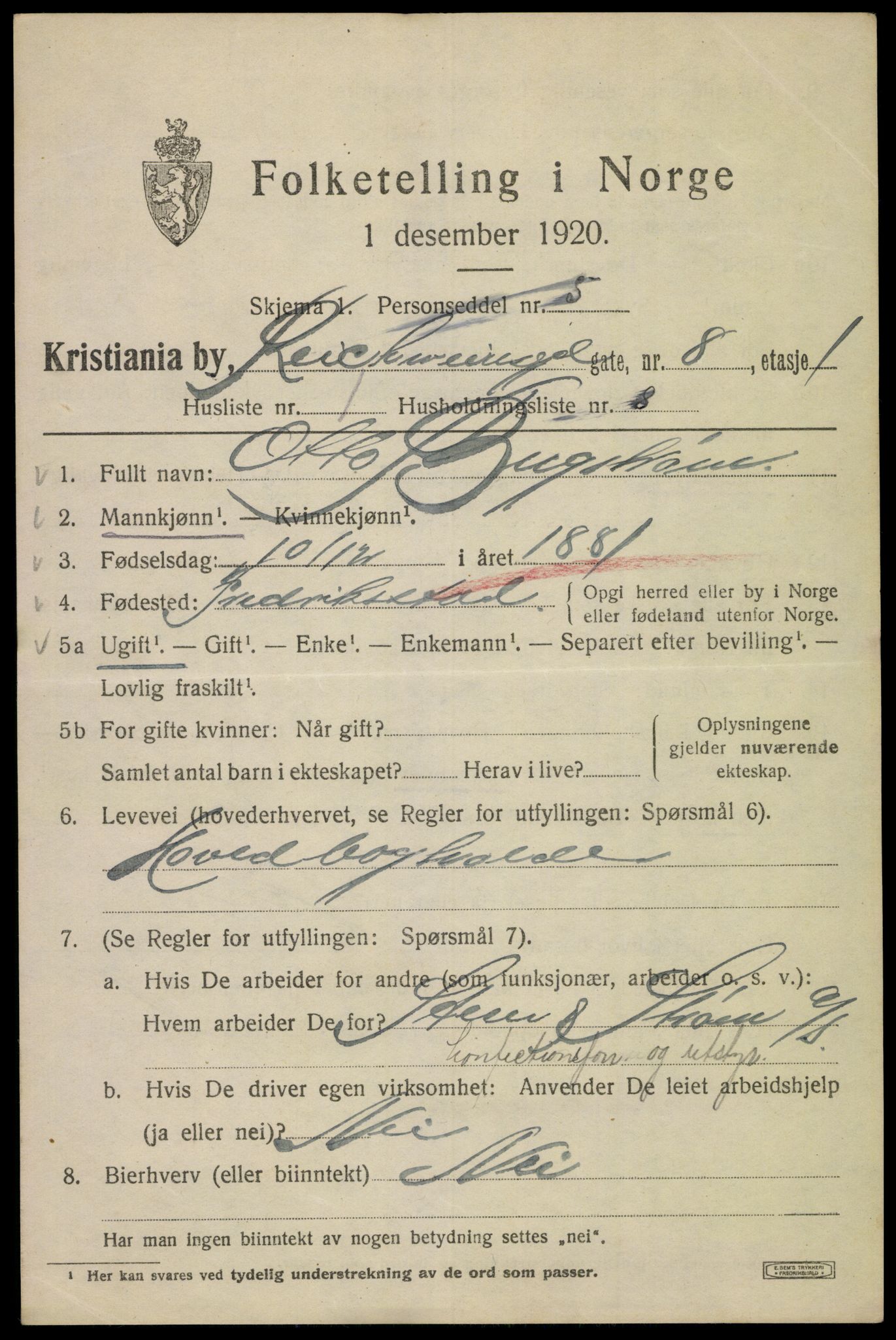 SAO, 1920 census for Kristiania, 1920, p. 461867