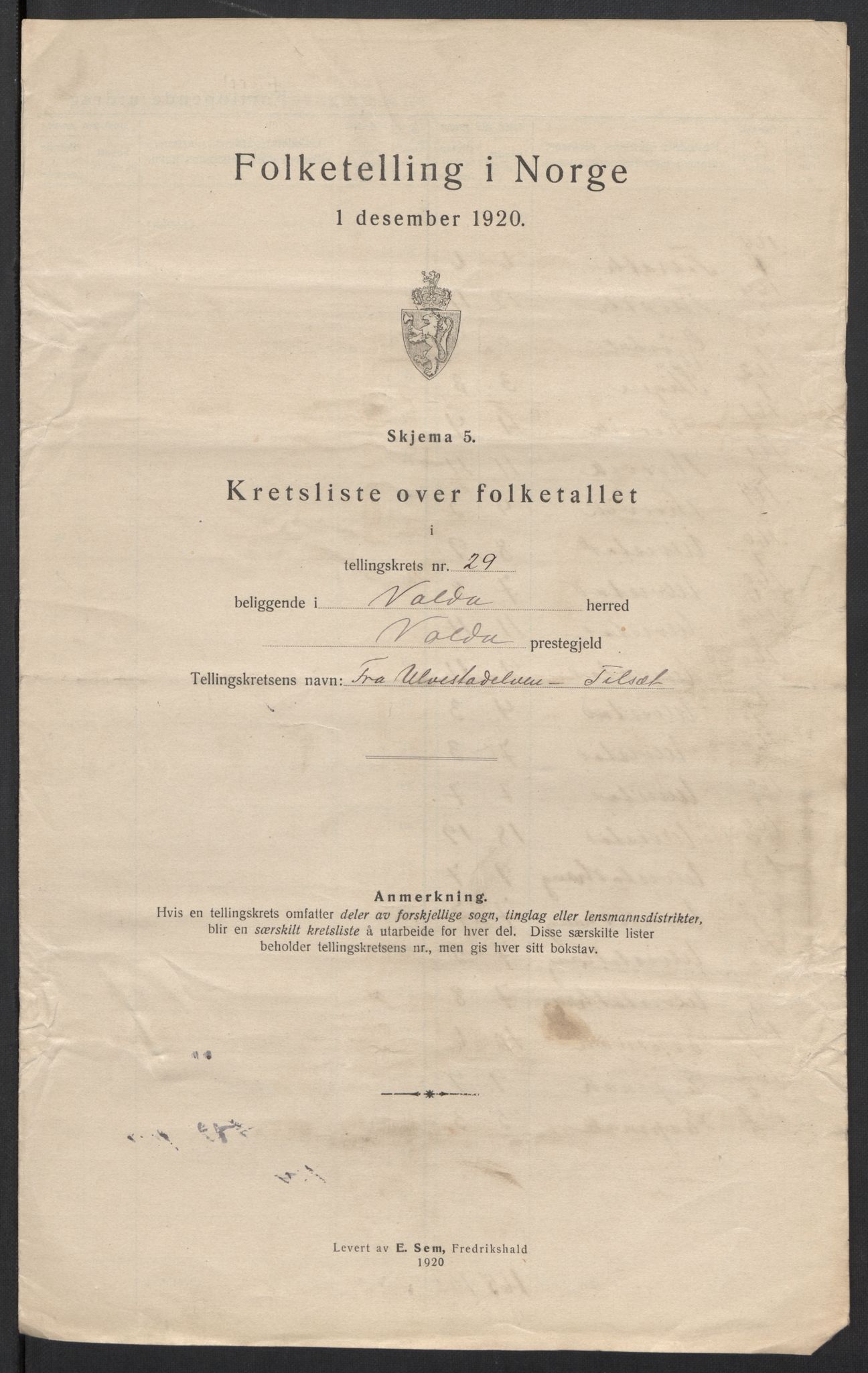 SAT, 1920 census for Volda, 1920, p. 90