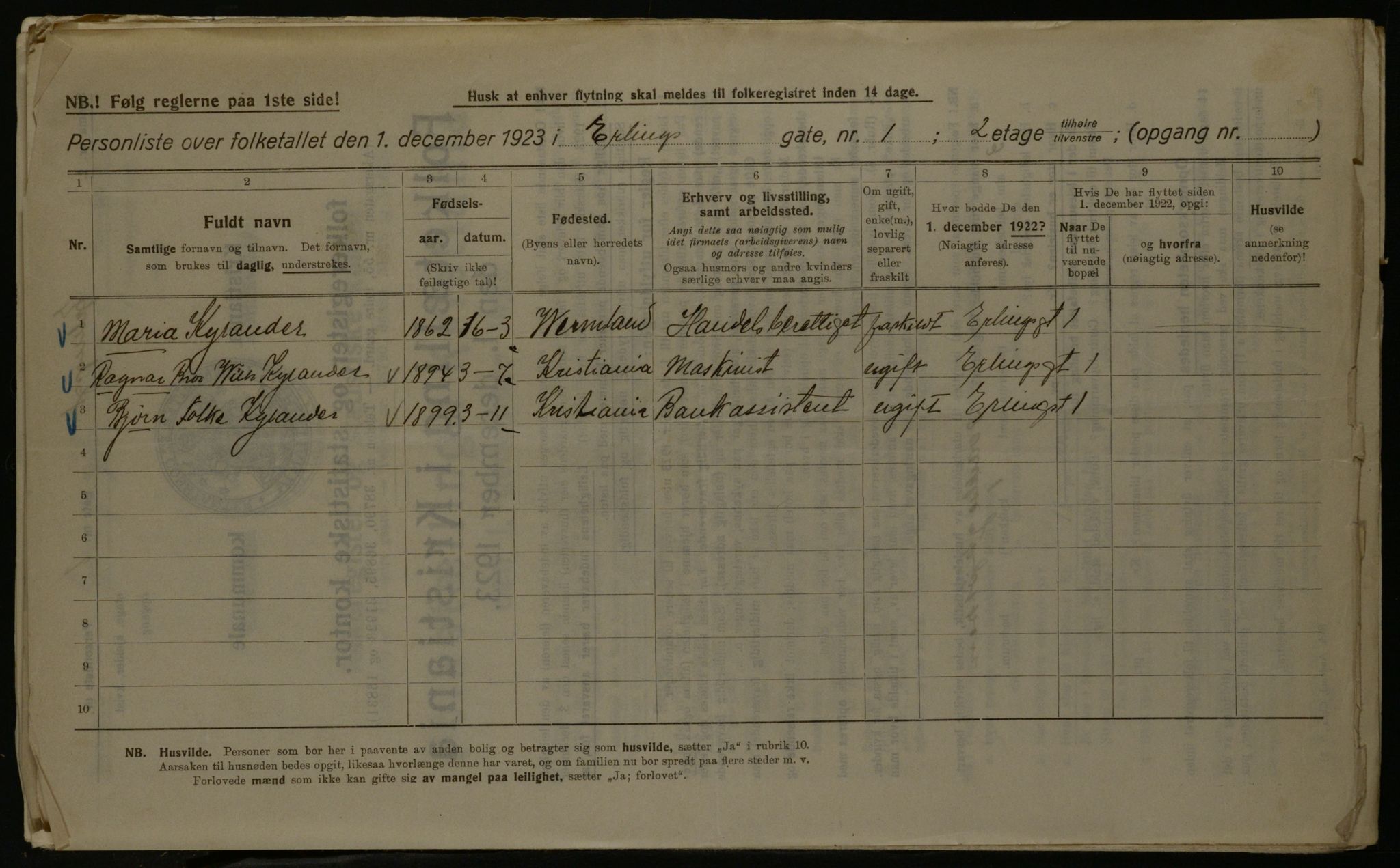 OBA, Municipal Census 1923 for Kristiania, 1923, p. 24744