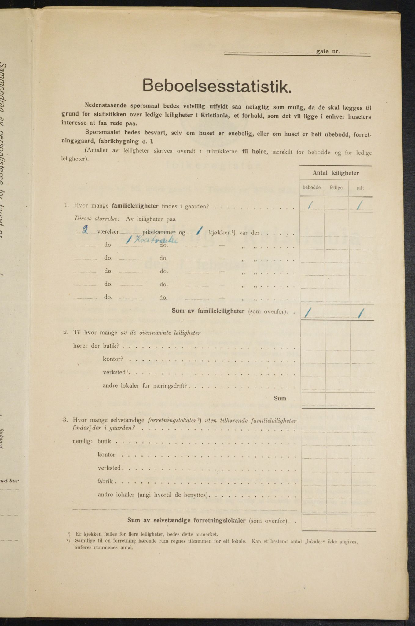 OBA, Municipal Census 1915 for Kristiania, 1915, p. 1167