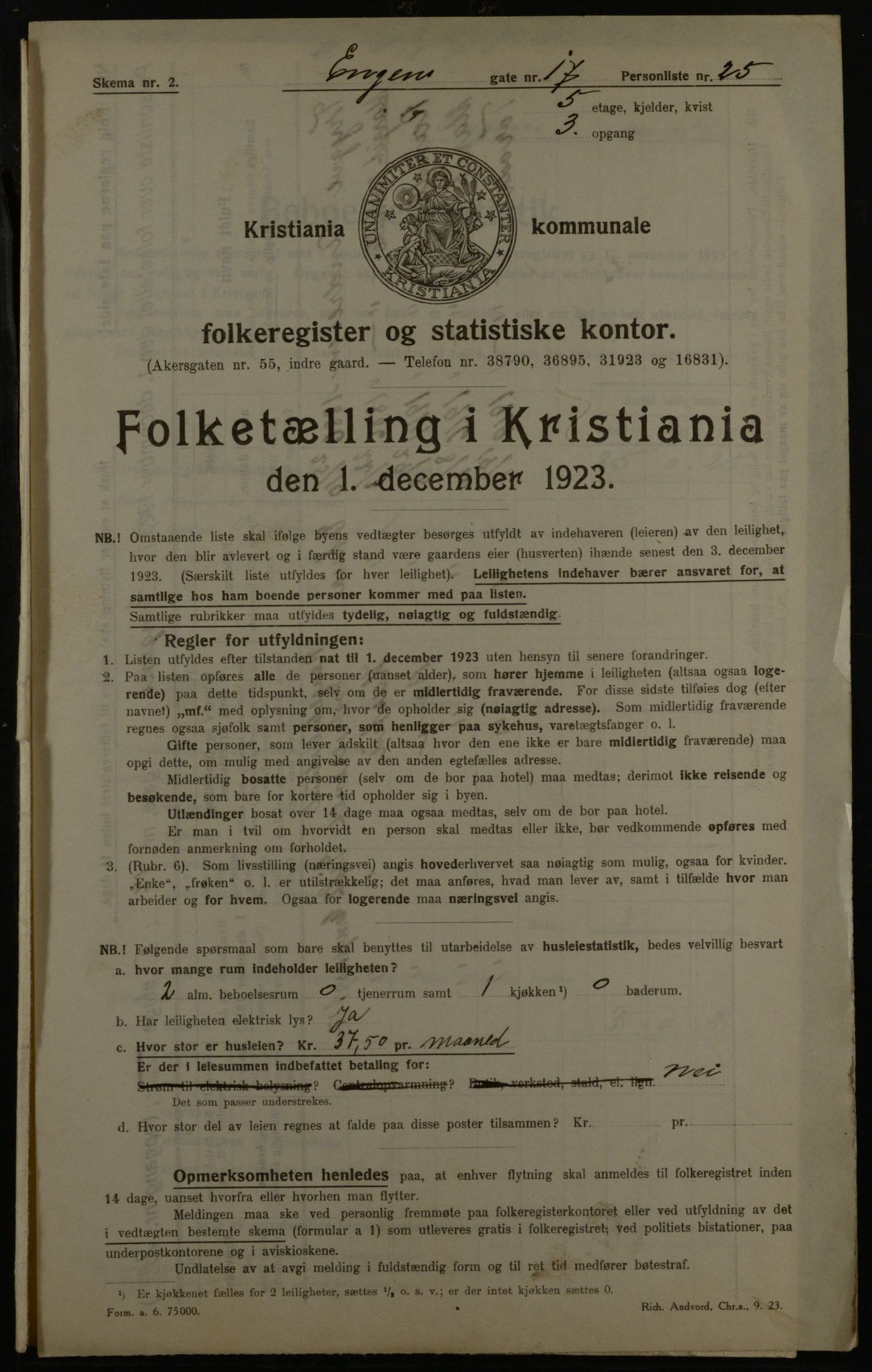 OBA, Municipal Census 1923 for Kristiania, 1923, p. 24460
