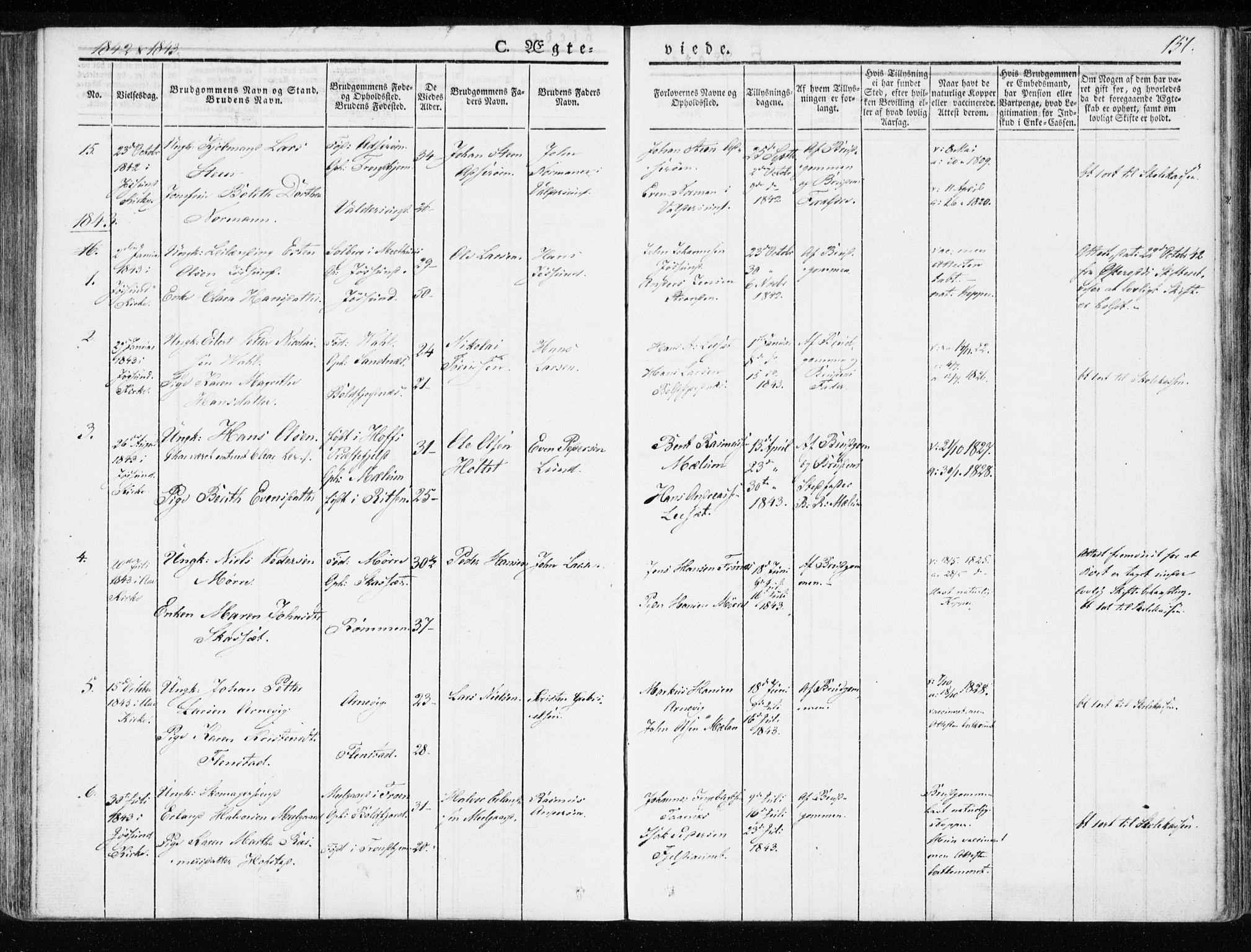Ministerialprotokoller, klokkerbøker og fødselsregistre - Sør-Trøndelag, SAT/A-1456/655/L0676: Parish register (official) no. 655A05, 1830-1847, p. 151