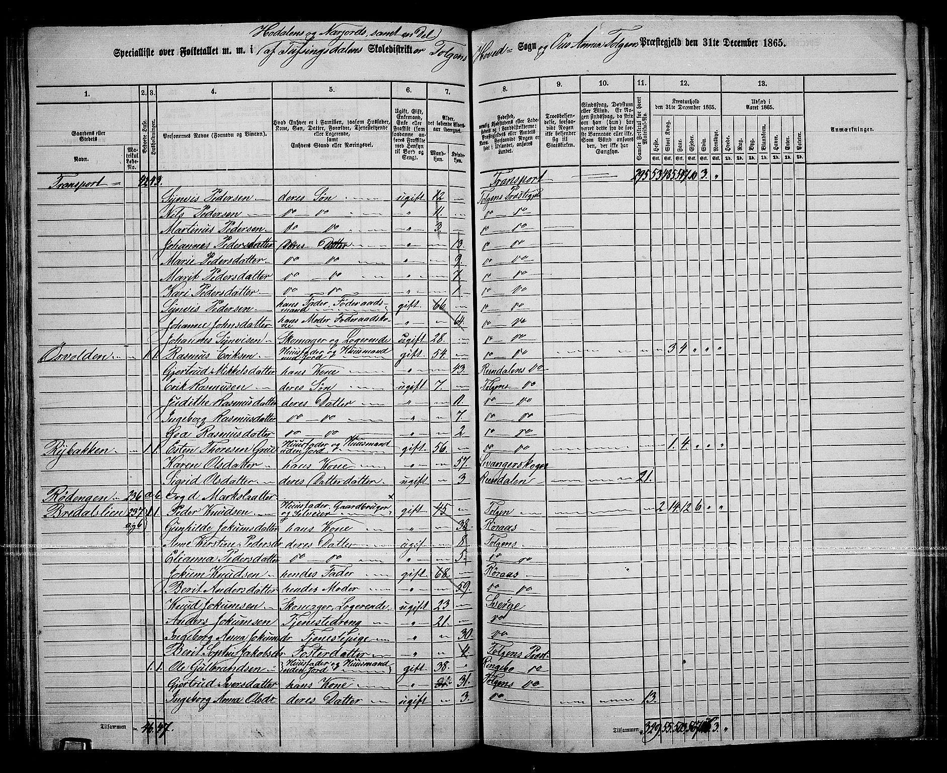 RA, 1865 census for Tolga, 1865, p. 75