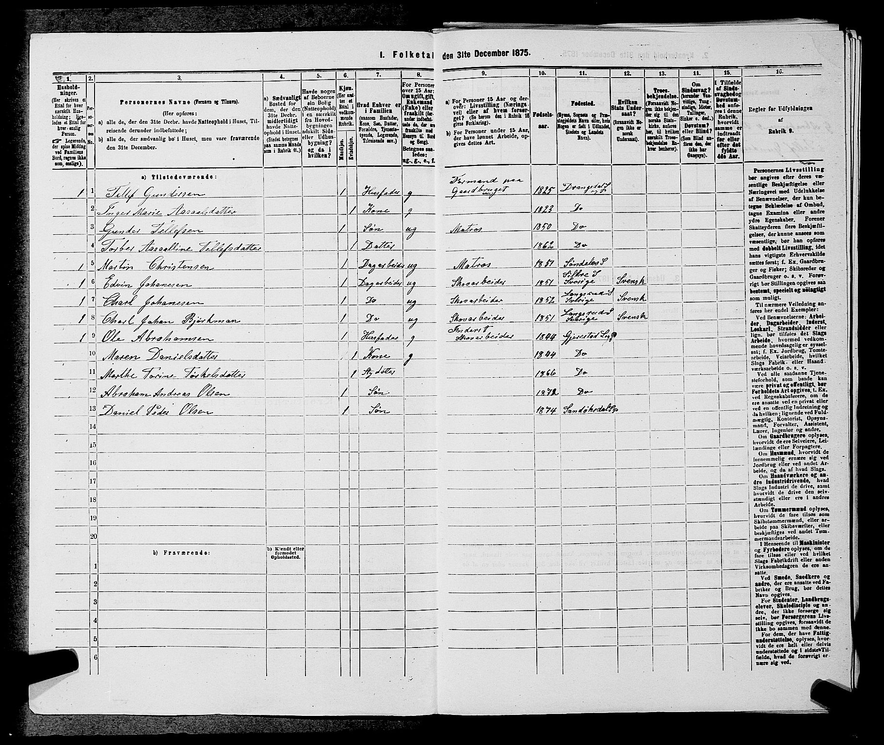 SAKO, 1875 census for 0816P Sannidal, 1875, p. 699