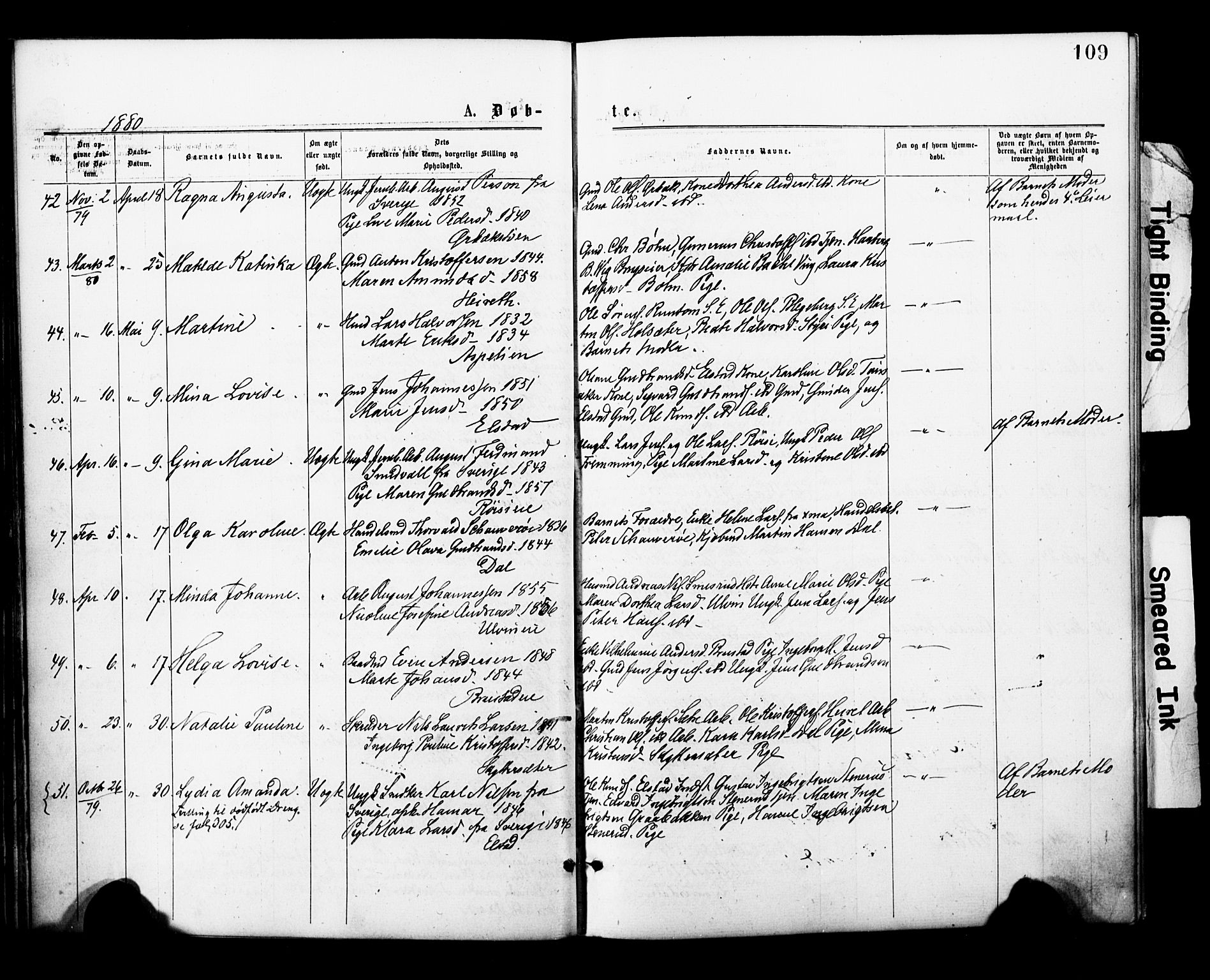 Eidsvoll prestekontor Kirkebøker, AV/SAO-A-10888/F/Fa/L0001: Parish register (official) no. I 1, 1877-1881, p. 109
