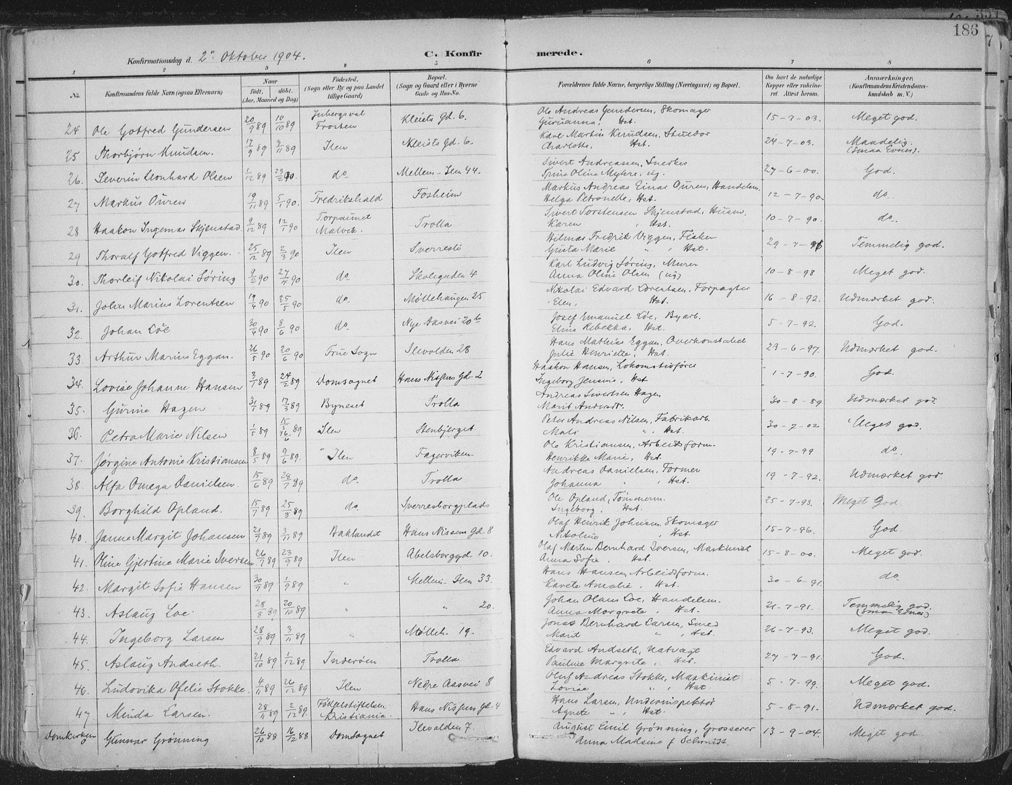 Ministerialprotokoller, klokkerbøker og fødselsregistre - Sør-Trøndelag, SAT/A-1456/603/L0167: Parish register (official) no. 603A06, 1896-1932, p. 186