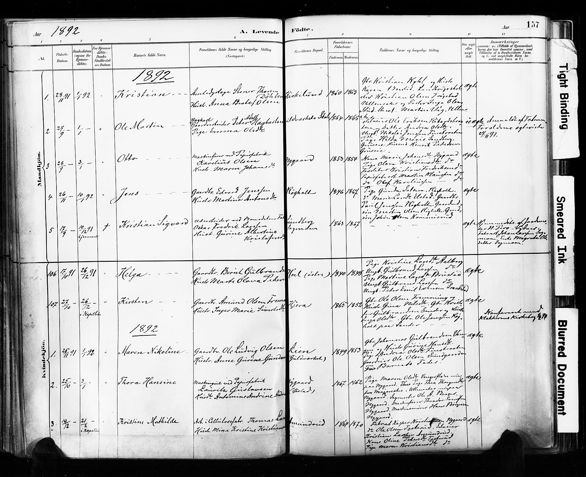 Eidsvoll prestekontor Kirkebøker, SAO/A-10888/F/Fa/L0002: Parish register (official) no. I 2, 1882-1895, p. 157