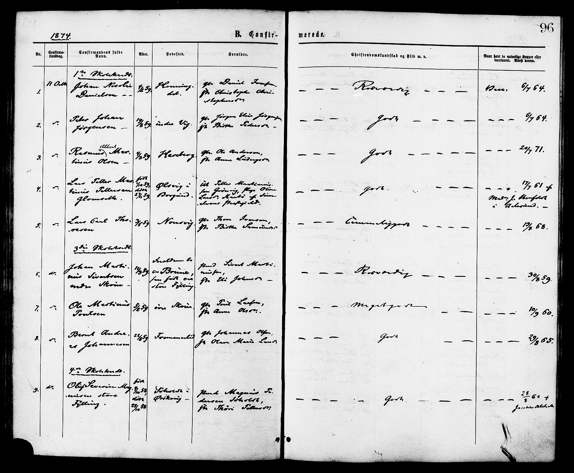 Ministerialprotokoller, klokkerbøker og fødselsregistre - Møre og Romsdal, AV/SAT-A-1454/524/L0355: Parish register (official) no. 524A07, 1864-1879, p. 96